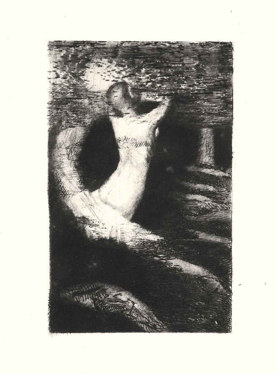 Passage d'une Ame - Etching by O. Redon - 1891 - Print by Odilon Redon