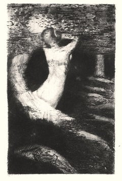 Passage d'une Ame - Original Etching by O. Redon - 1891
