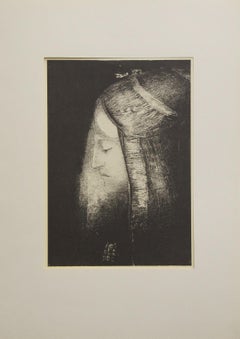 ""Profil de Lumire" von Odilon Redon. Gerahmte Lithographie mit Passepartout.