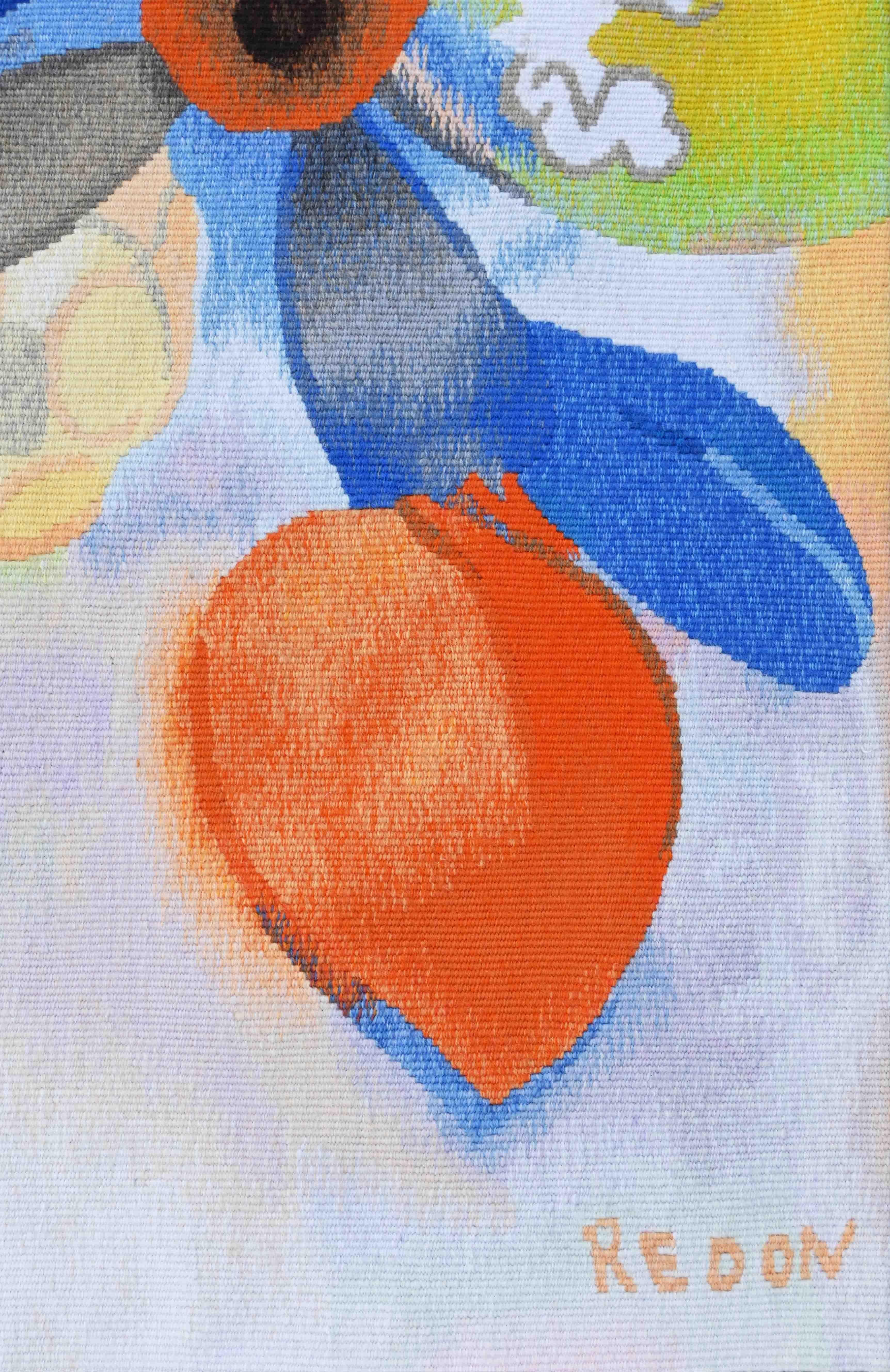 Odilon REDON, Stillleben mit Blumen – Französischer moderner Aubusson-Wandteppich  - N° 1442 (Mitte des 20. Jahrhunderts) im Angebot