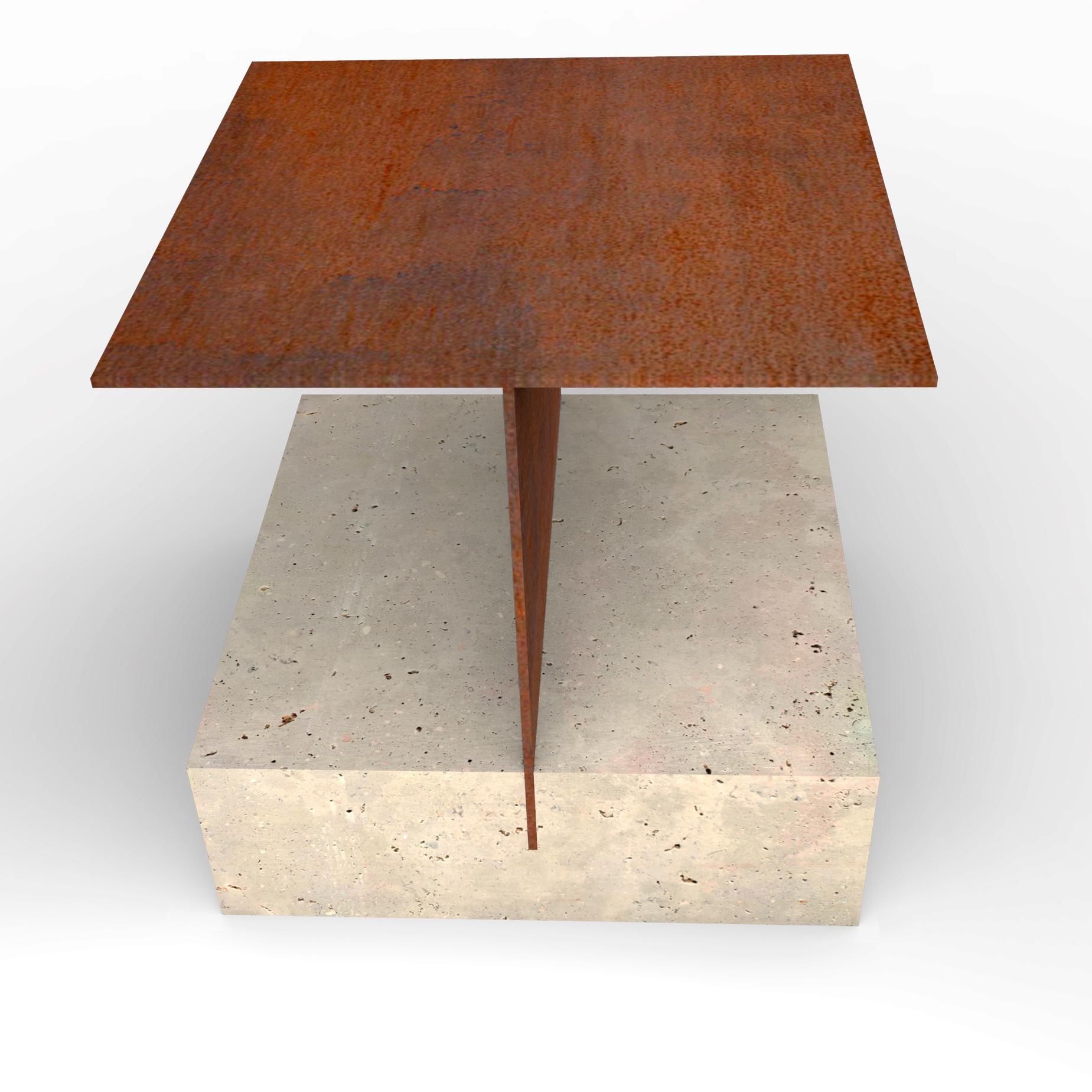 Fait main Table d'appoint en marbre Odín Mobilier Design Contemporary Grès et Fer Oxydé Espagne en vente