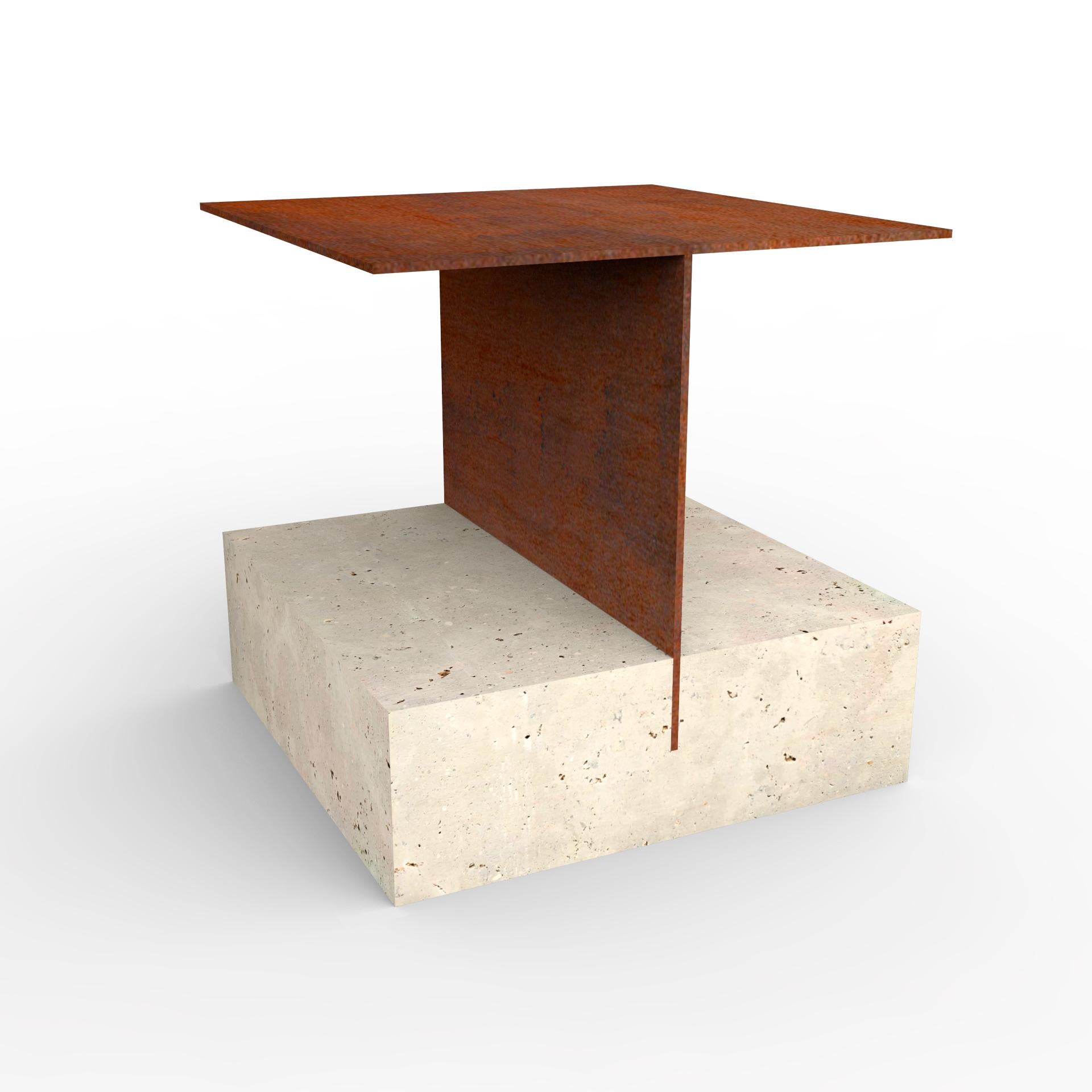 Table d'appoint en marbre Odín Mobilier Design Contemporary Grès et Fer Oxydé Espagne Neuf - En vente à VALVERDE DEL MAJANO, CL