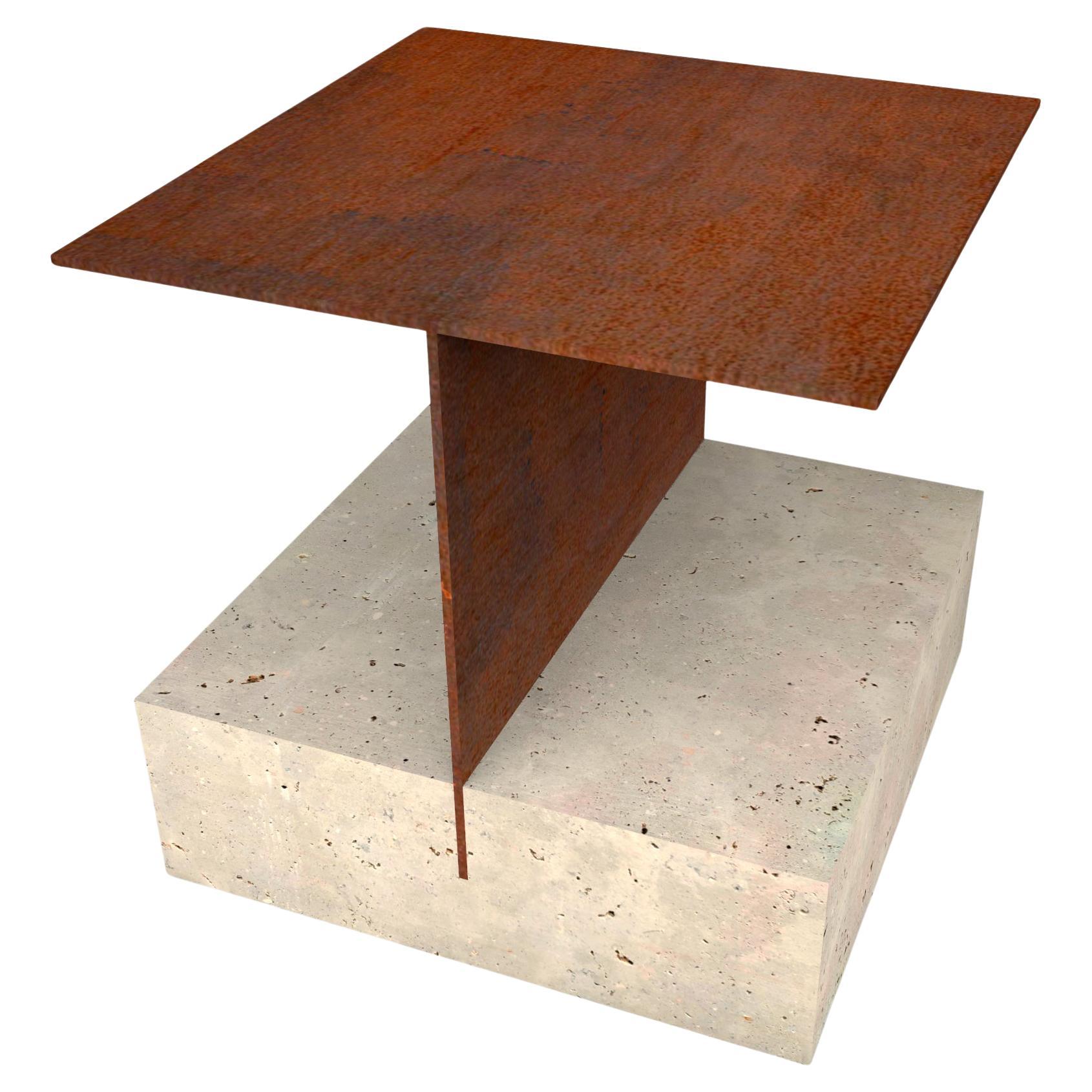 Table d'appoint en marbre Odín Mobilier Design Contemporary Grès et Fer Oxydé Espagne