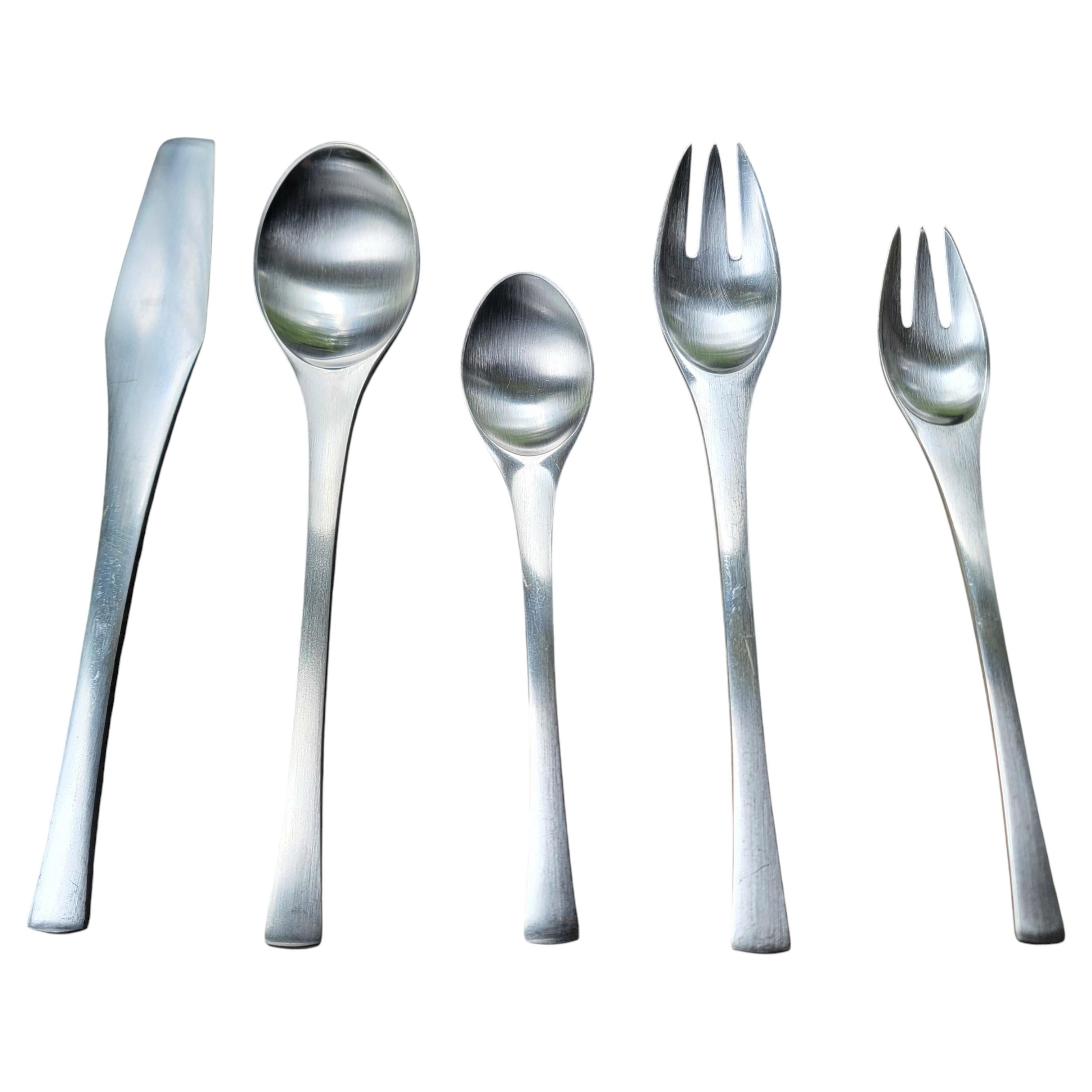 Pre-owned Dansk Odin Pattern Stainless Steel Flatware Set By Jens Quistgaard For , Germany In Gray
