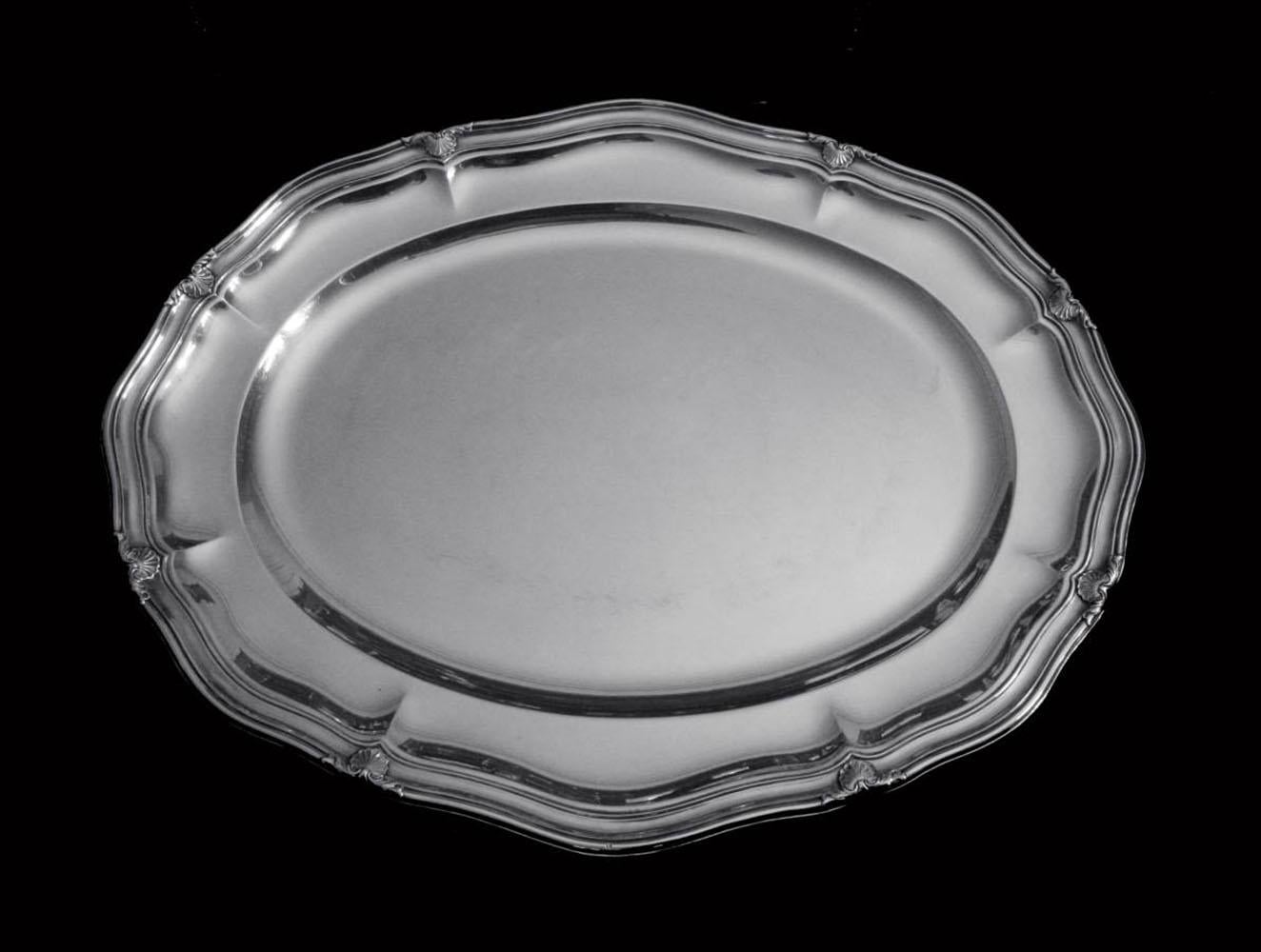 Direct from a Private Chateau near Paris, A Magnificent 10pc Set of 19th Century 950 Sterling Silver Louis XVI Serving Platters by the World's Premier French Silversmith Jean-Baptiste Odiot, An Ultra Luxurious Addition to any Stately Home and