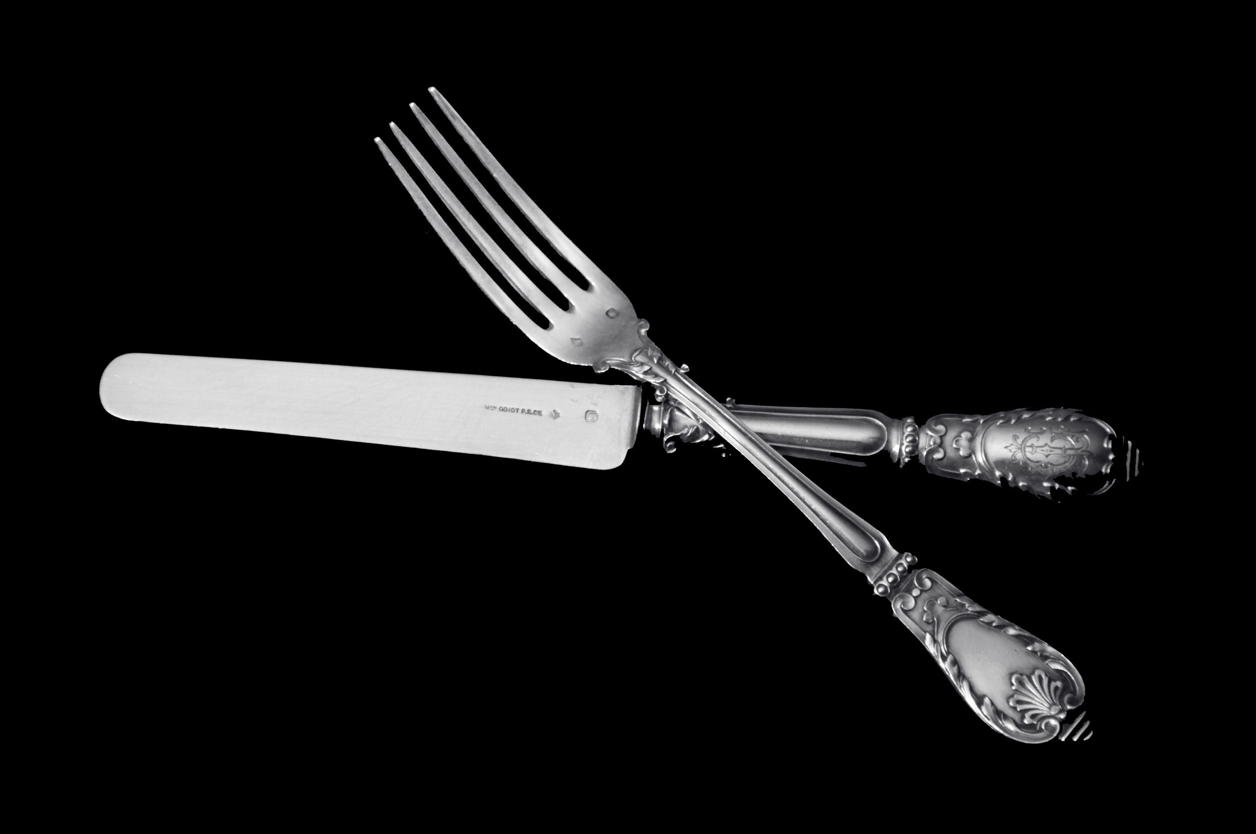 Late 19th Century Odiot - 126pc. Antique 19th Century French 950 Sterling Silver Flatware Set For Sale