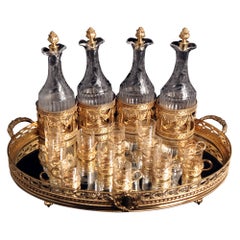 Odiot - 17pc Napoleon III Gold Plated Sterling Silver (Vermeil) Decanter Set !
