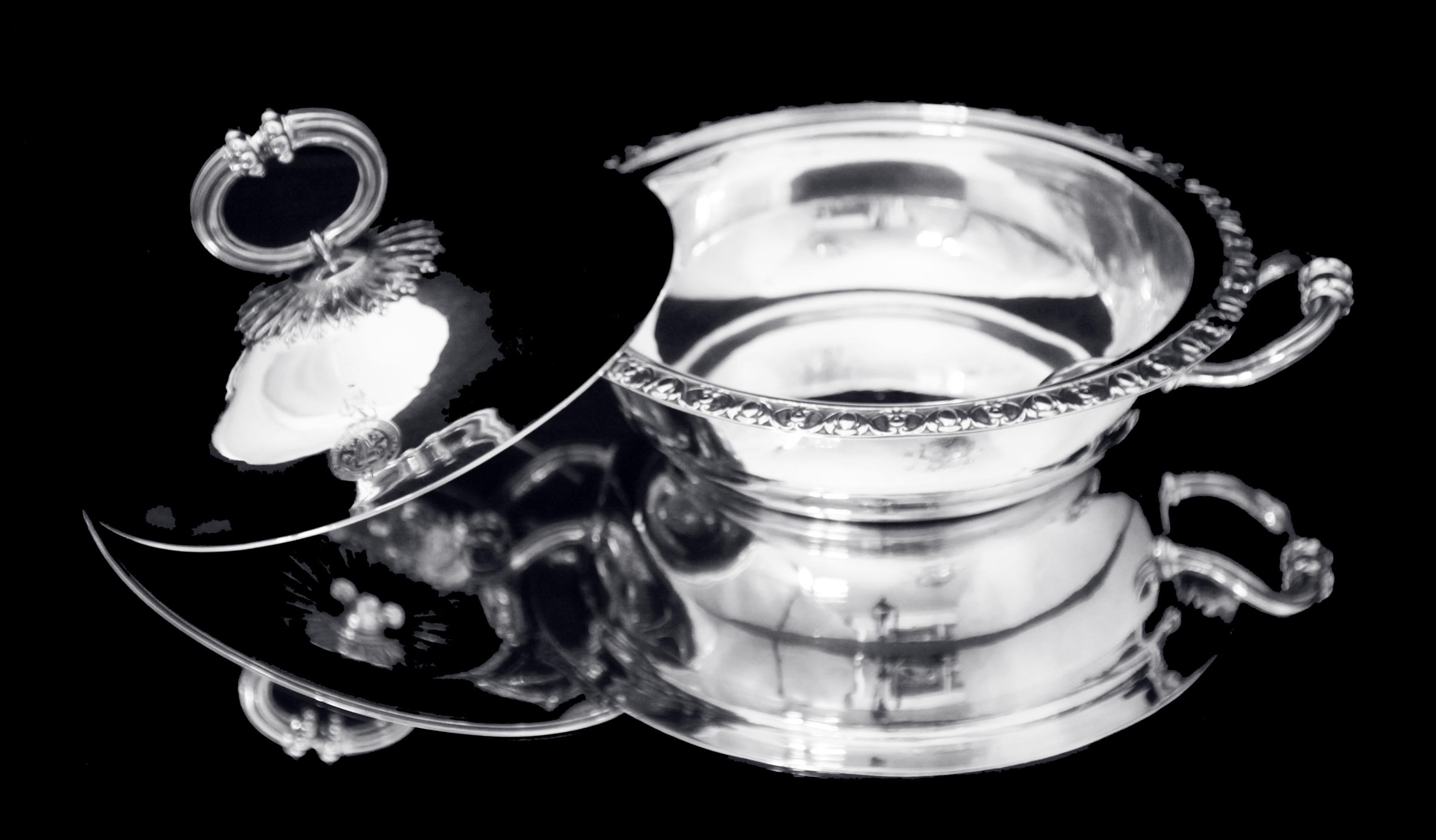Argento 925 Odiot - 3pc. Server per verdure in argento 950 francese del XIX secolo - MINT ! in vendita