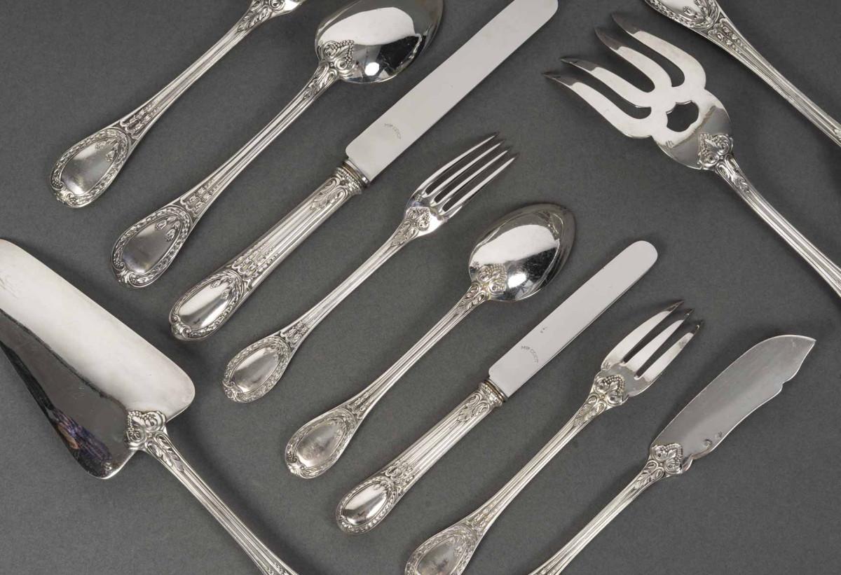ODIOT - Cubertería de plata maciza de 99 piezas, modelo 