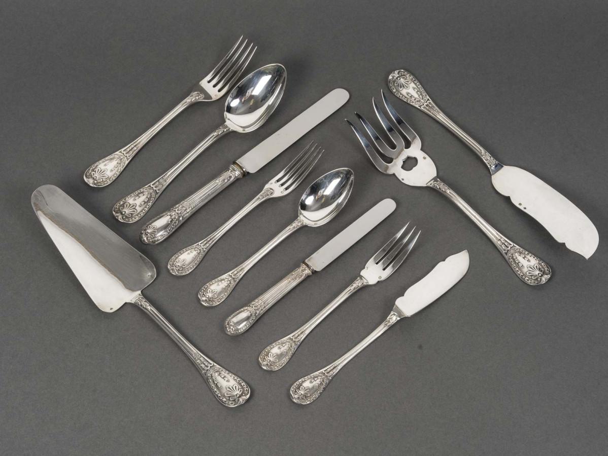 ODIOT - Cubertería de plata maciza de 99 piezas, modelo 