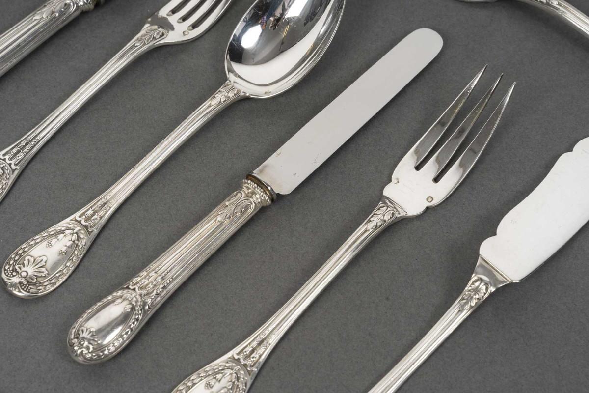ODIOT - Cubertería de plata maciza de 99 piezas, modelo 