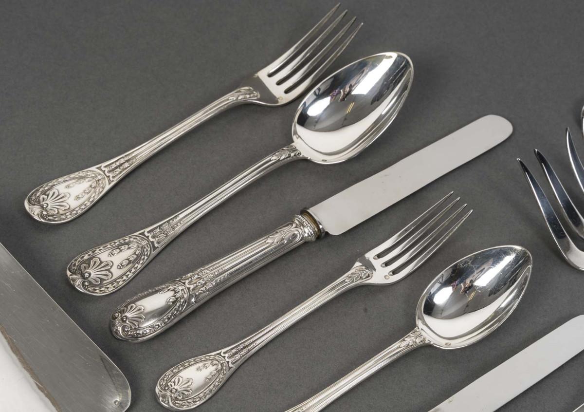 ODIOT - Cubertería de plata maciza de 99 piezas, modelo 