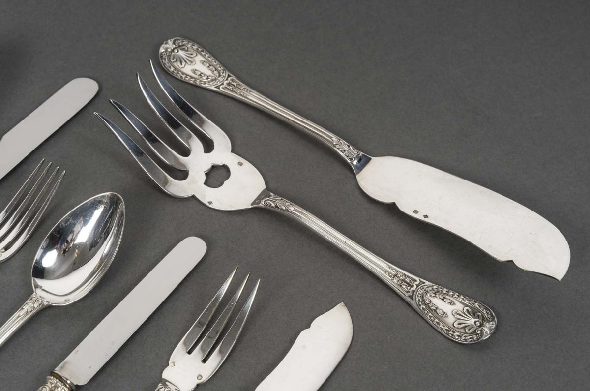ODIOT - Cubertería de plata maciza de 99 piezas, modelo 