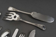 ODIOT – 99-piece solid silver cutlery set, "LOUVECIENNES" model, 20th century