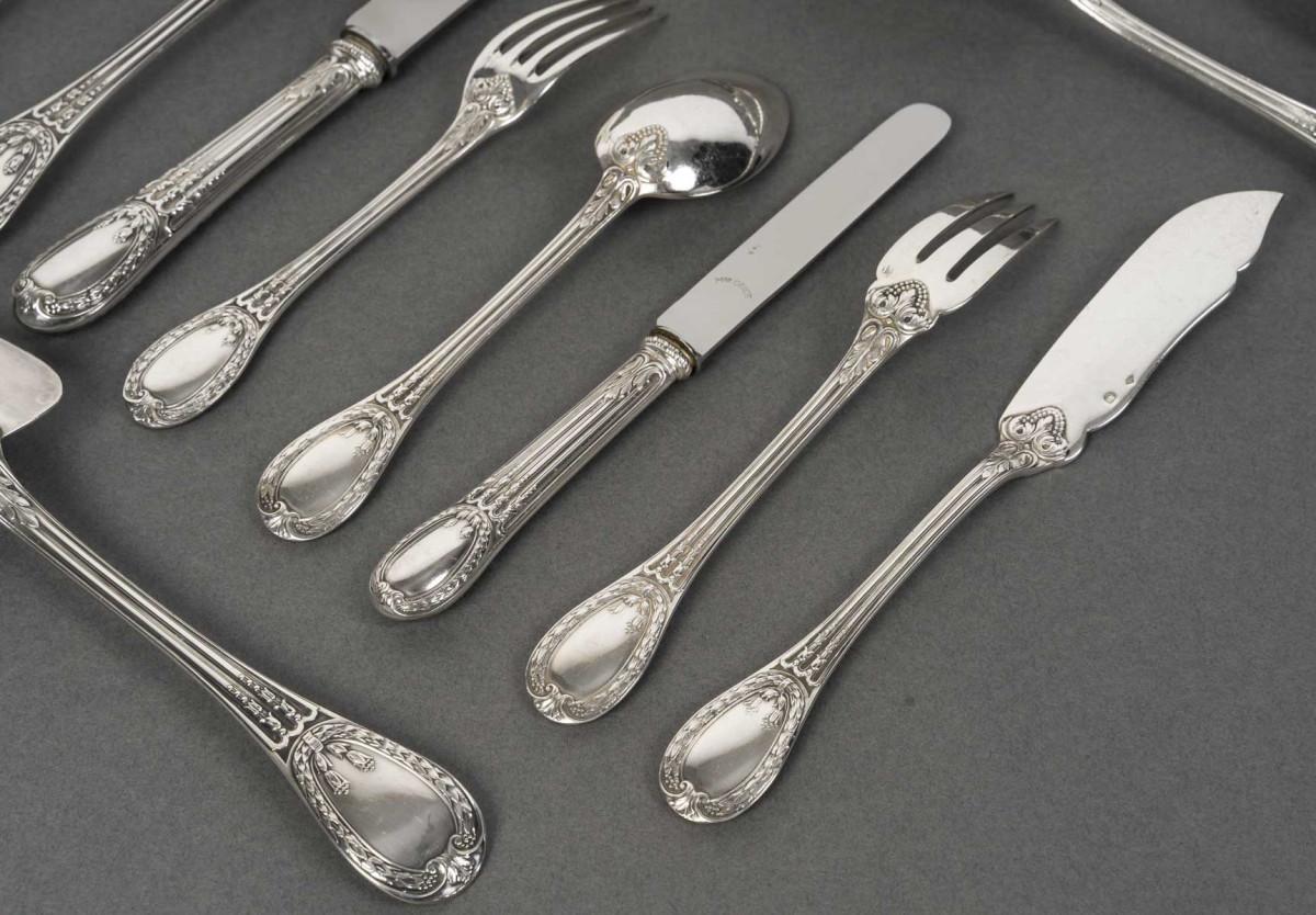 ODIOT - Cubertería de plata maciza de 99 piezas, modelo 