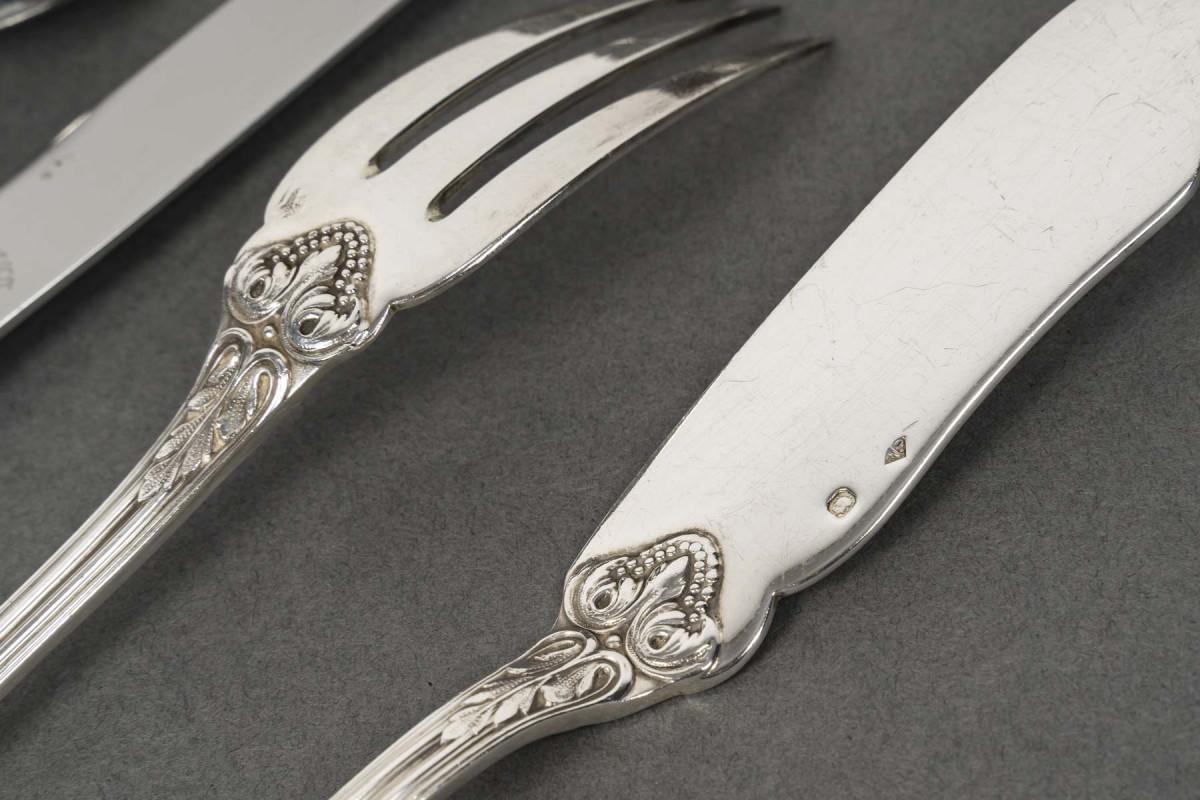 ODIOT - Cubertería de plata maciza de 99 piezas, modelo 