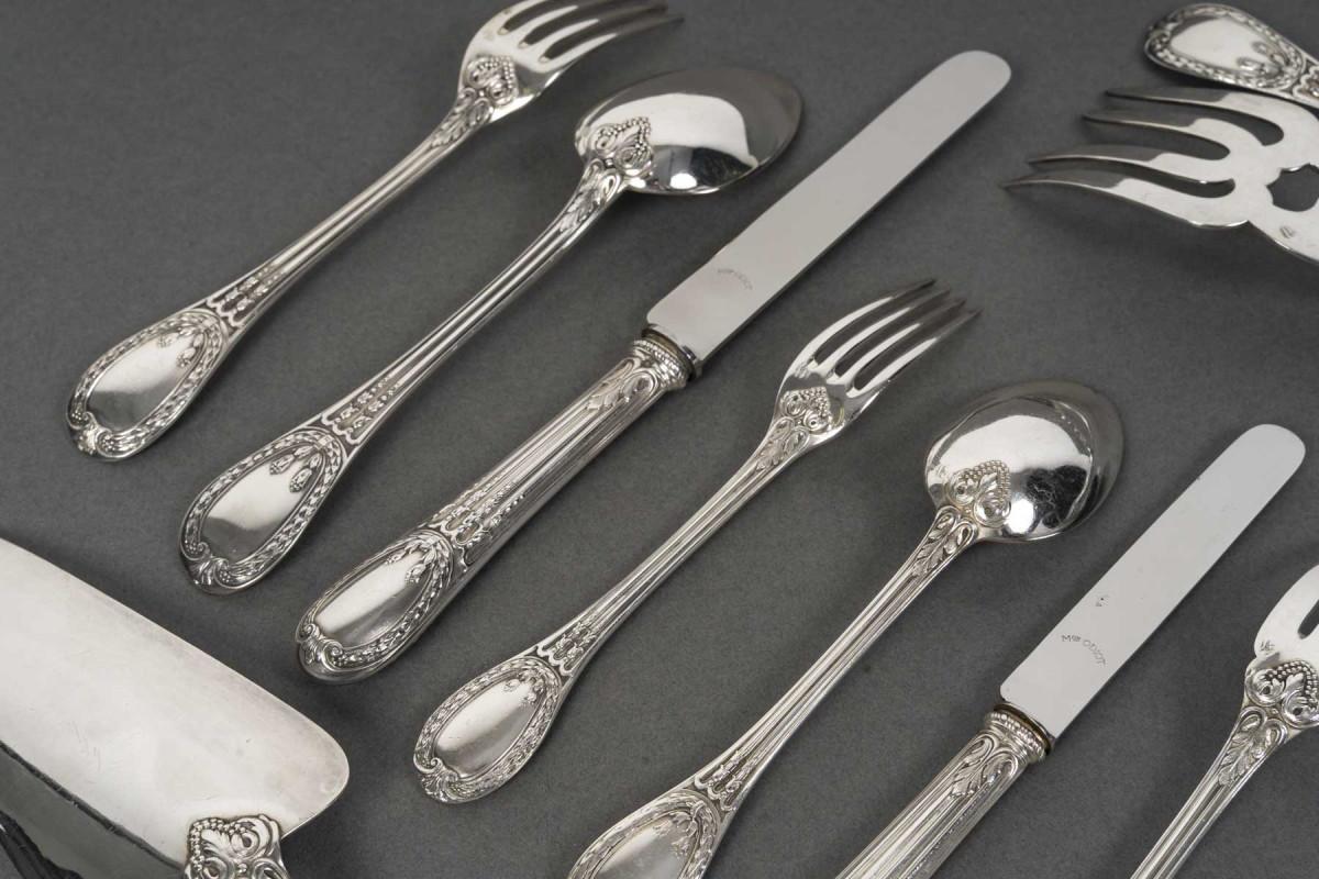 ODIOT - Cubertería de plata maciza de 99 piezas, modelo 