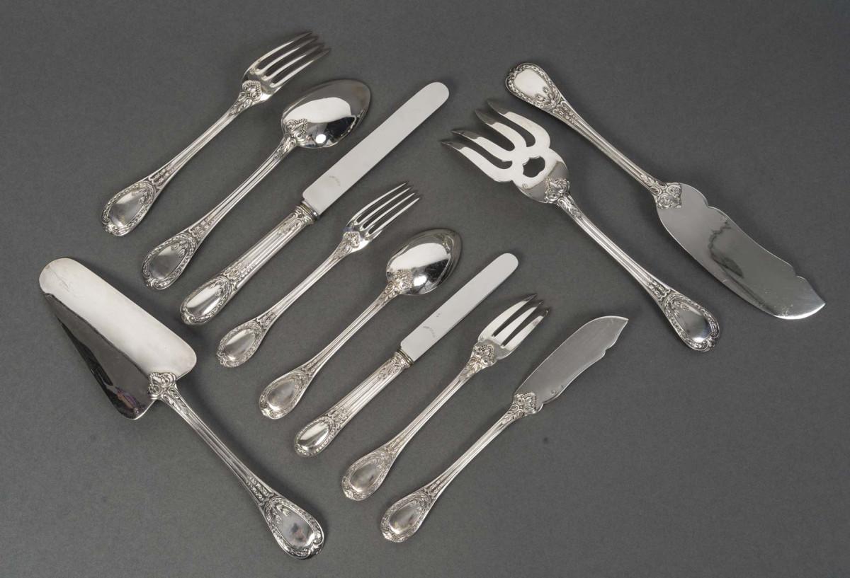 ODIOT - Cubertería de plata maciza de 99 piezas, modelo 