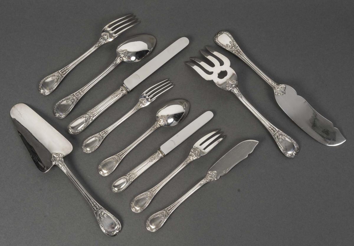 ODIOT - Cubertería de plata maciza de 99 piezas, modelo 