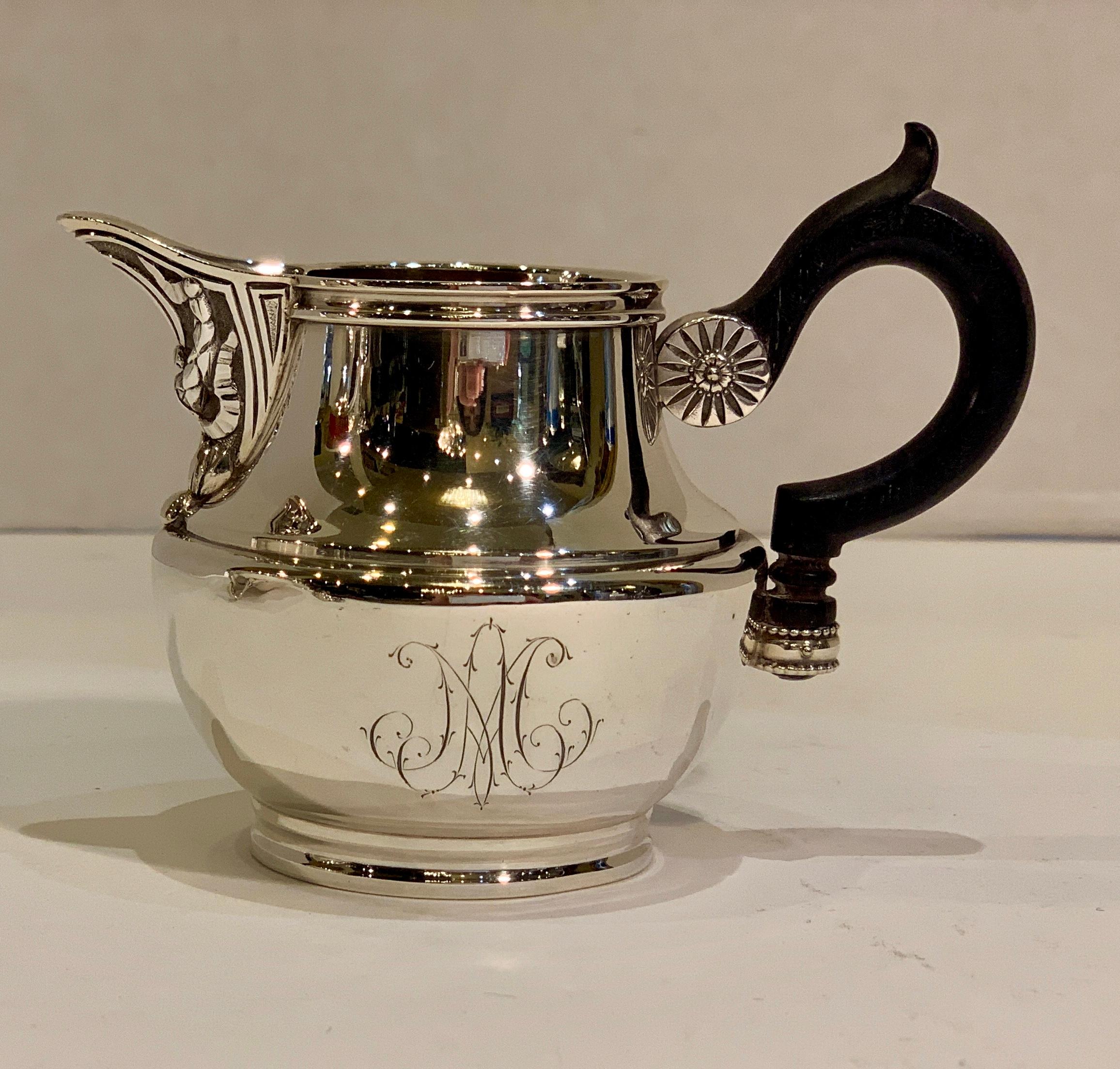 20th Century Jean-Baptiste-Claude Odiot Sterling Silver 3 Piece Breakfast Coffee or Tea Set For Sale