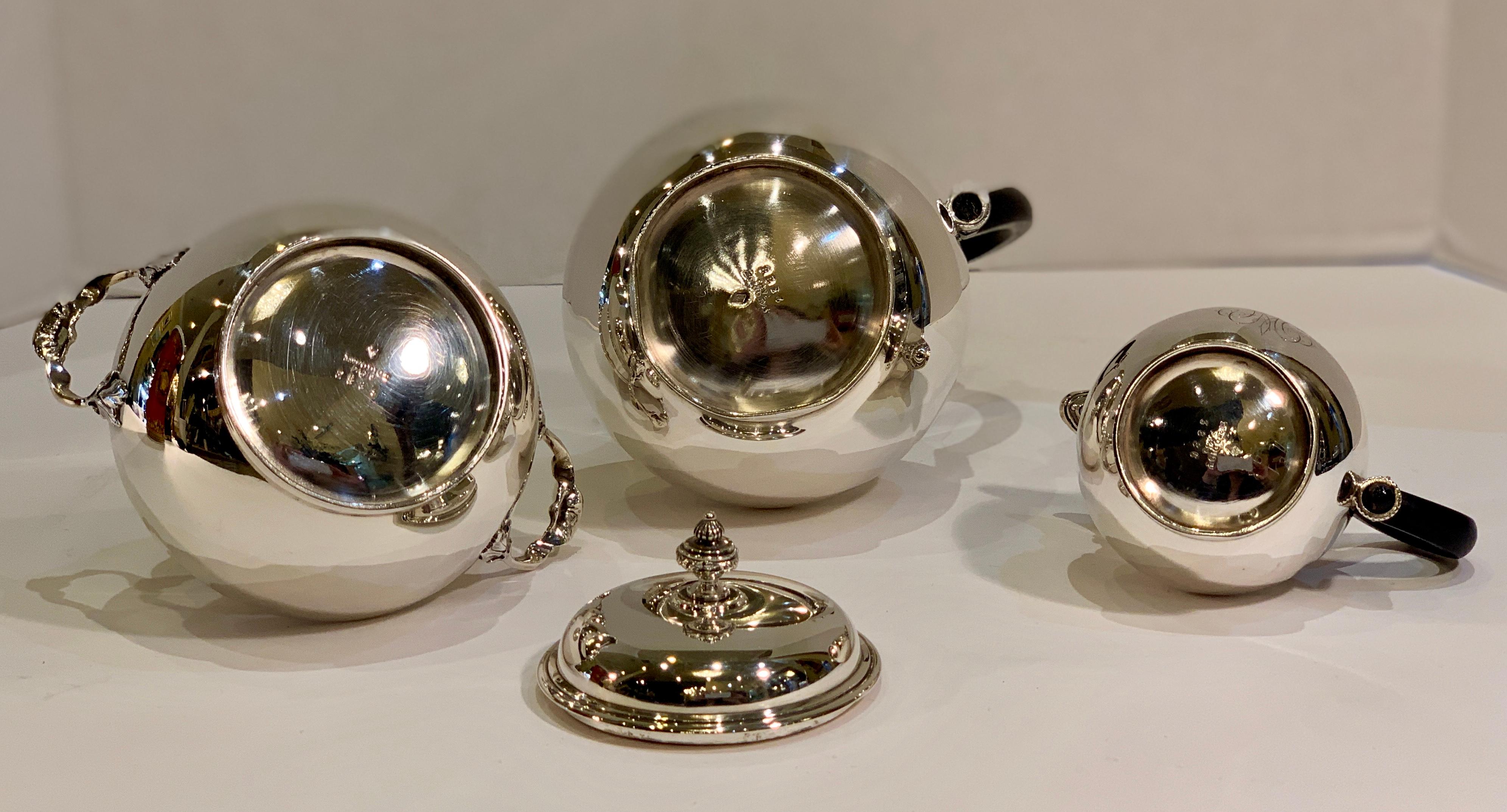 Jean-Baptiste-Claude Odiot Sterling Silver 3 Piece Breakfast Coffee or Tea Set For Sale 7