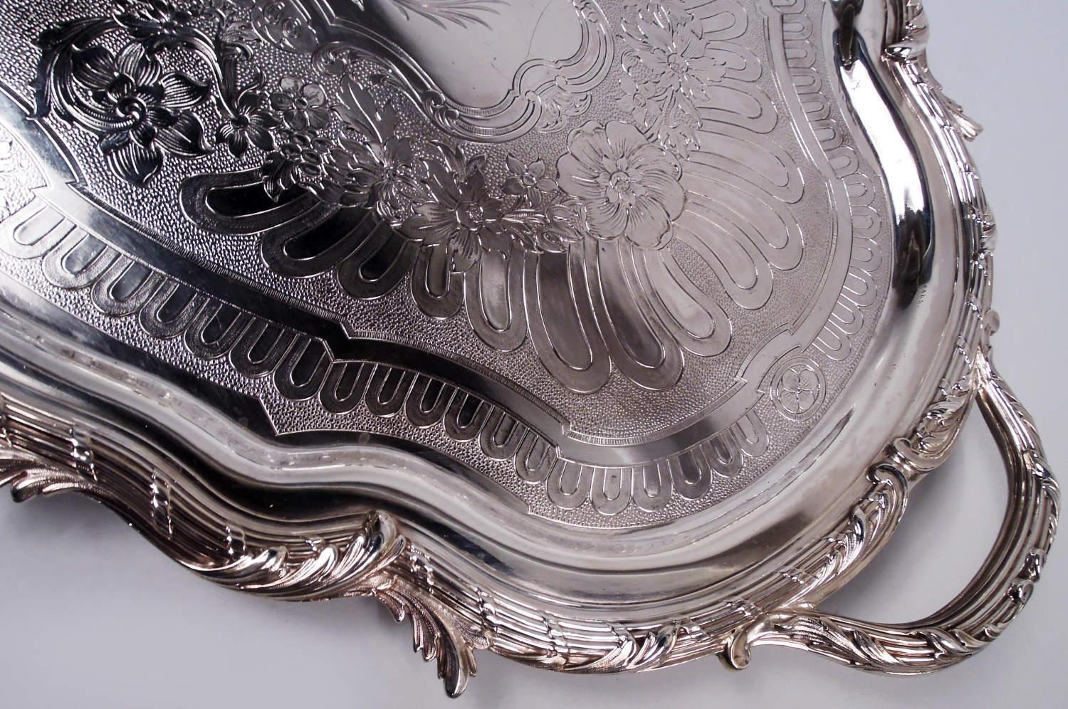 Bandeja de plata clásica Odiot French Belle Epoque siglo XIX