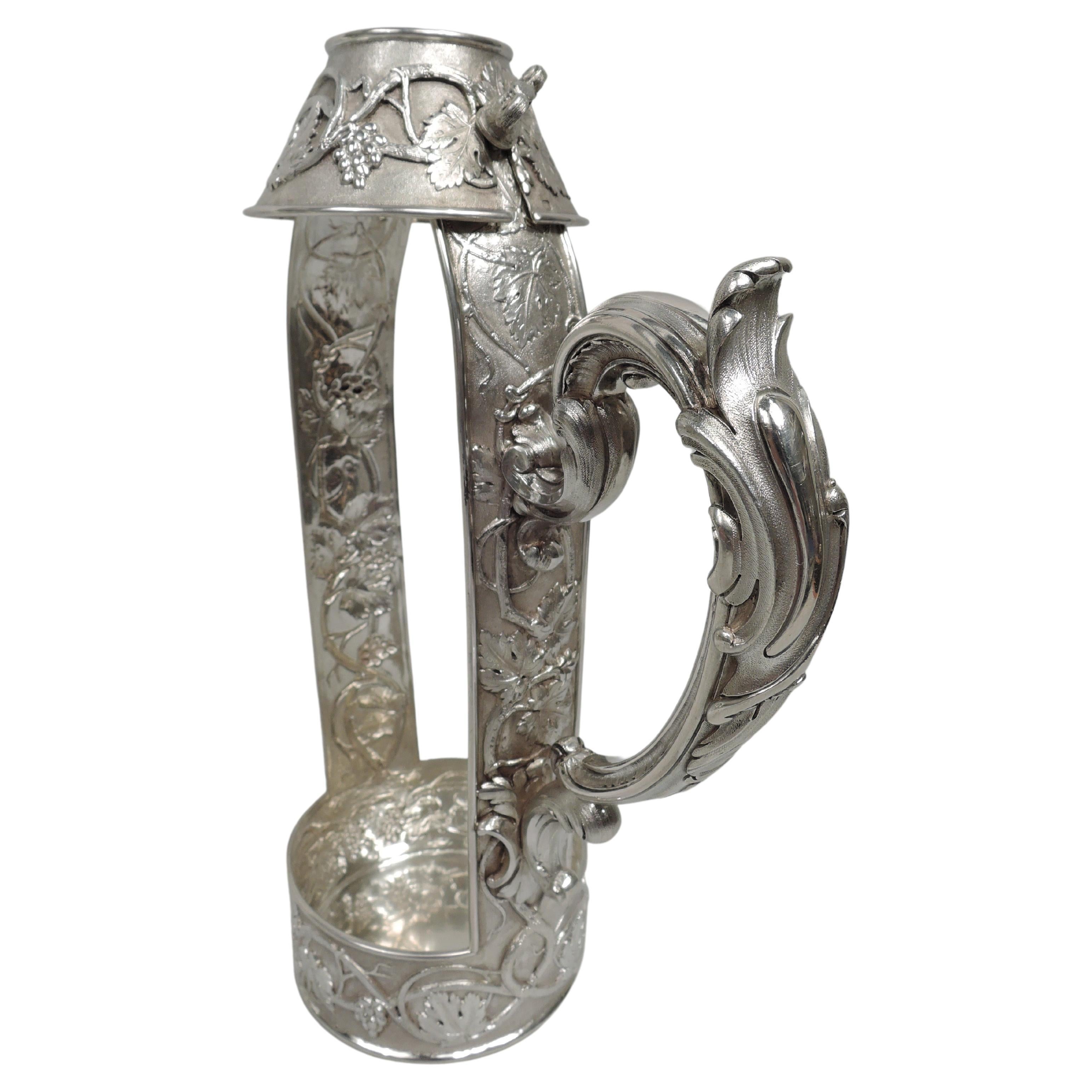 Odiot French Belle Epoque Classical Silver Wine Bottle Holder For Sale