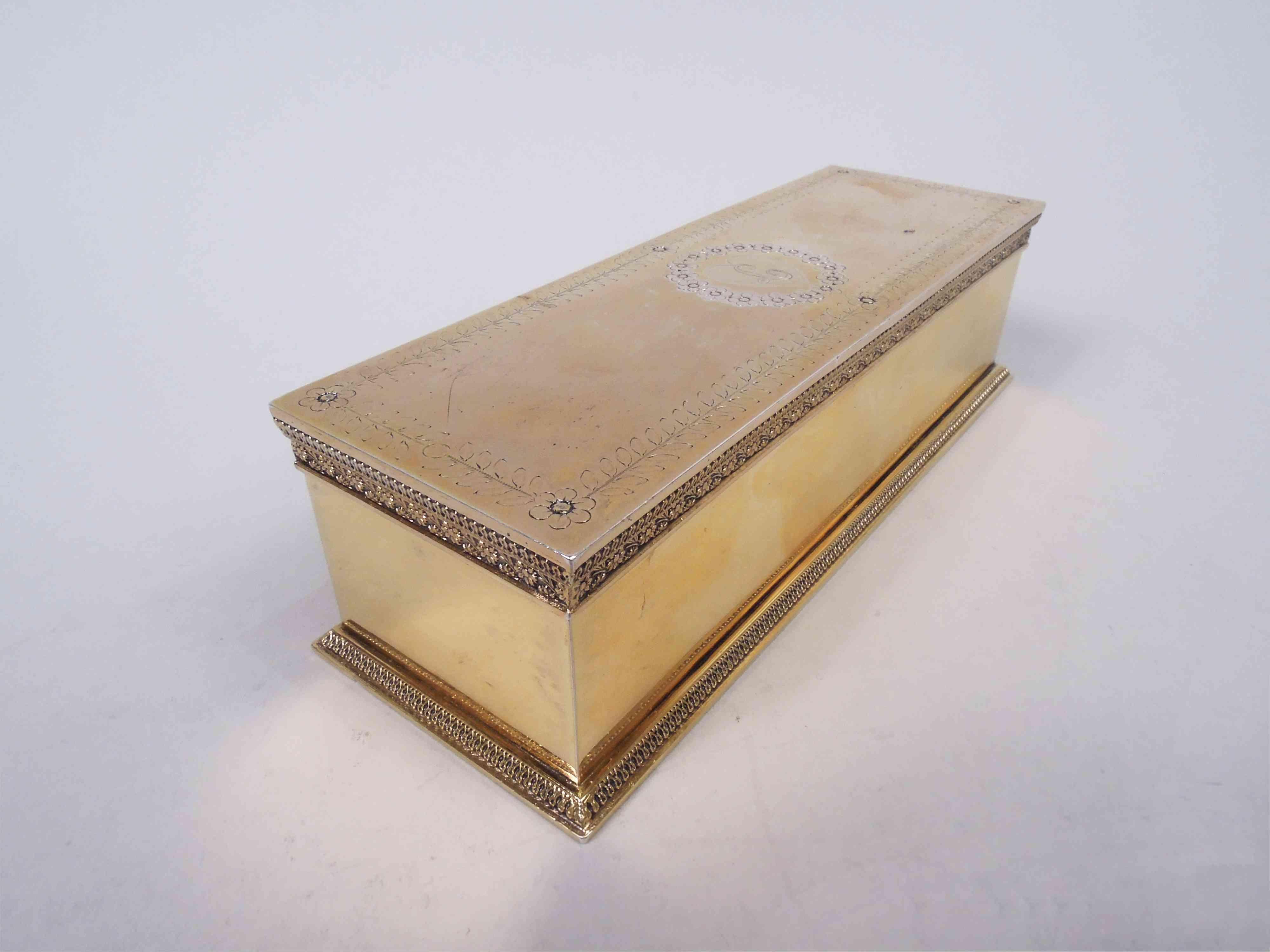 Odiot French Restauration Return-of-the-Bourbons Silver Gilt Box In Good Condition For Sale In New York, NY