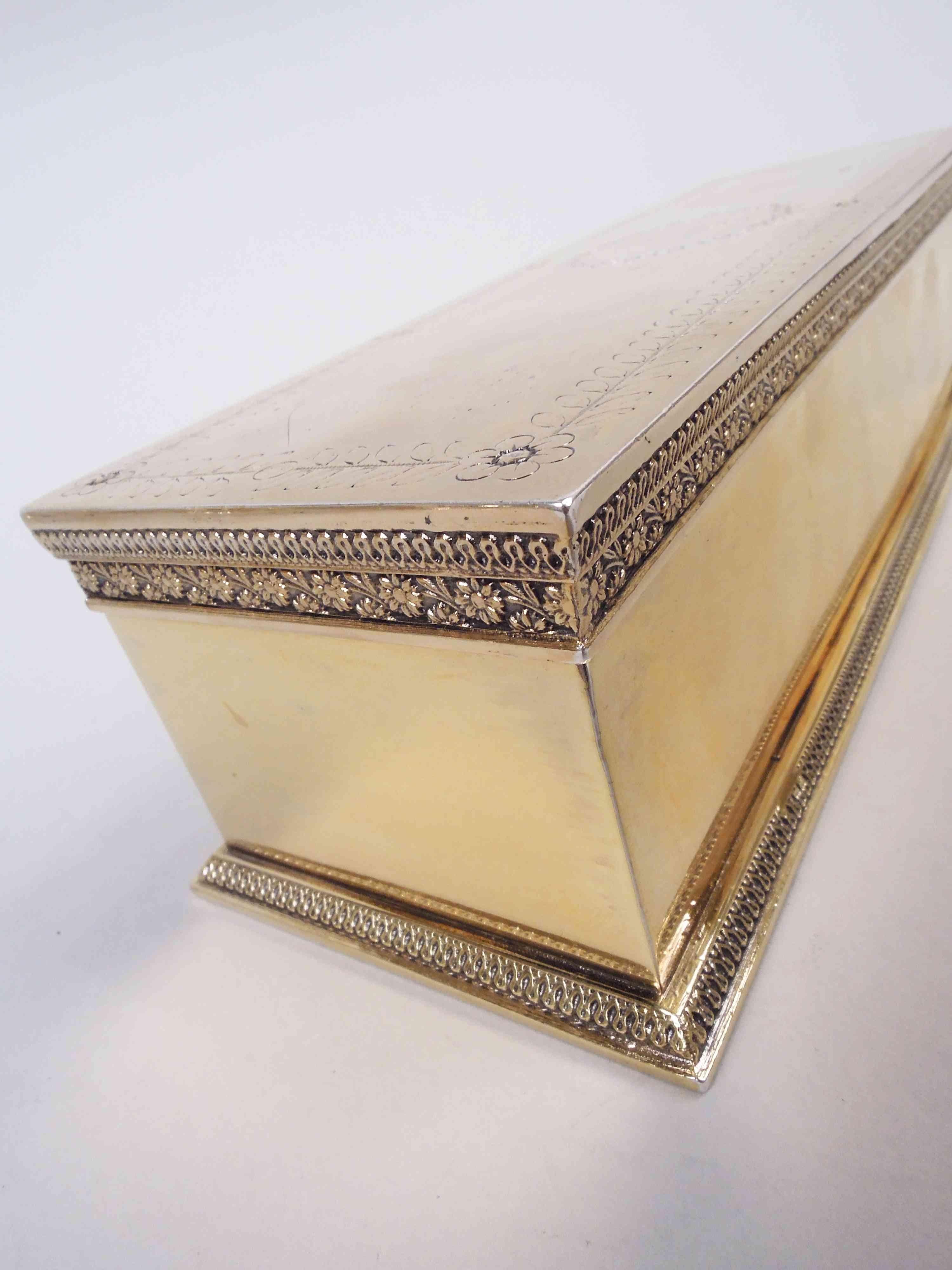 19th Century Odiot French Restauration Return-of-the-Bourbons Silver Gilt Box For Sale