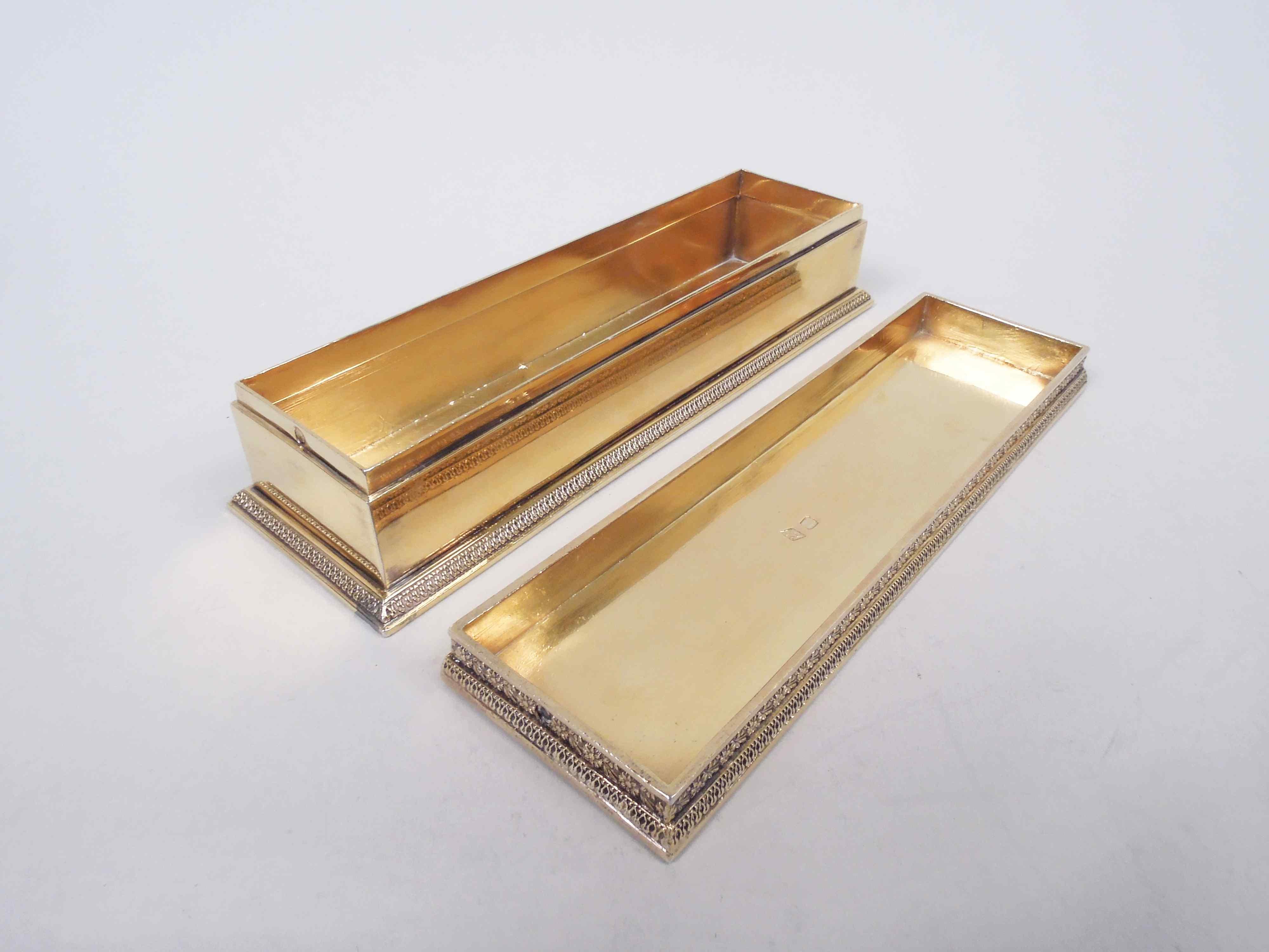 Odiot French Restauration Return of the Bourbons Silver Gilt Box For Sale 2