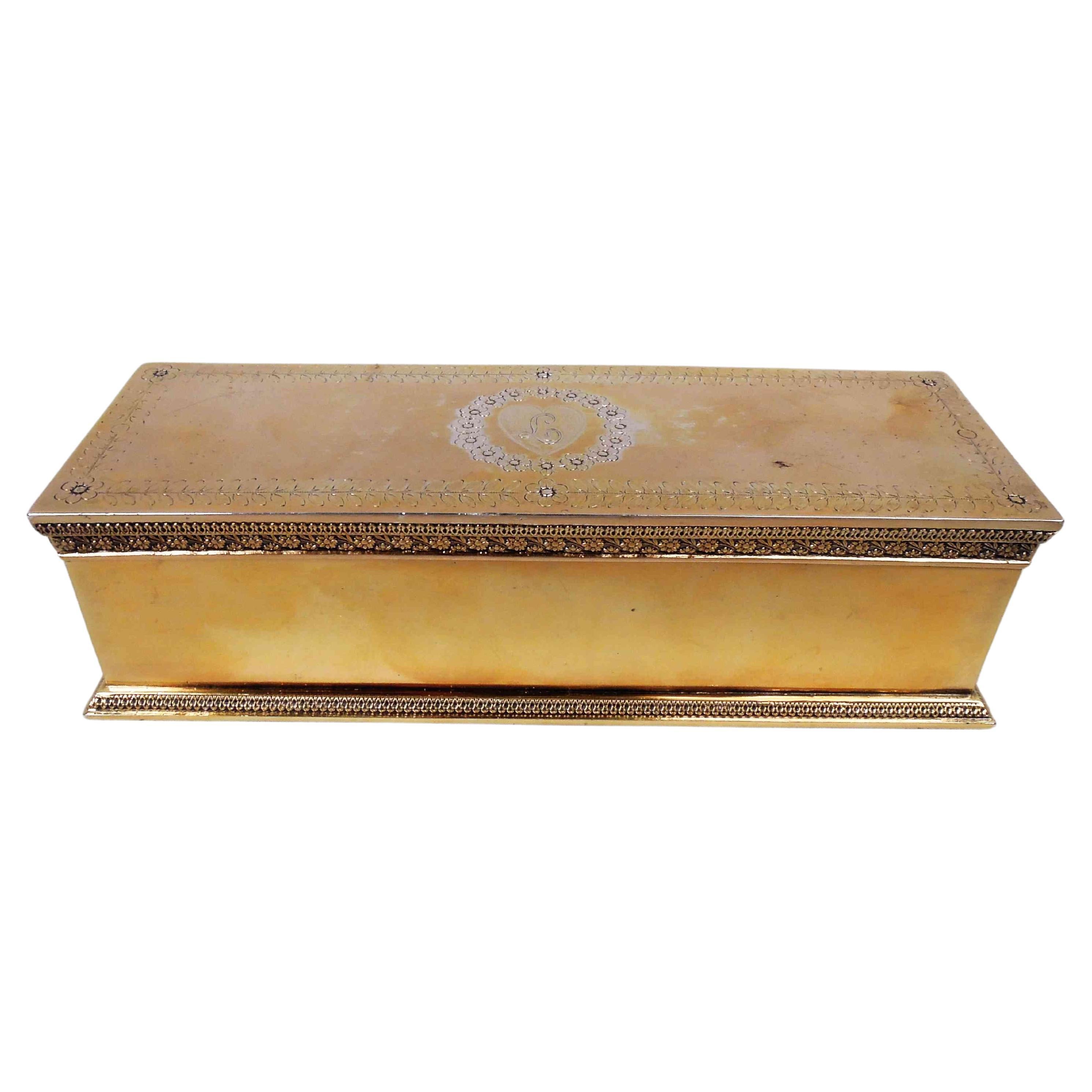 Odiot French Restauration Return-of-the-Bourbons Silver Gilt Box For Sale