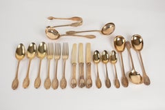 Odiot French Sterling Vermeil Dessert Flatware Set of 77 Pieces