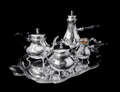 Odiot Henin - 5 pezzi. Antique French 950 Sterling Silver Louis XVI Tea Set + Vassoio