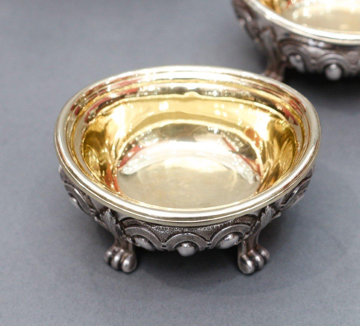 Odiot - Paar Doppelte Salzstreuer und zwei einzelne Silberschalen aus dem 19. Jahrhundert (Napoleon III.) im Angebot