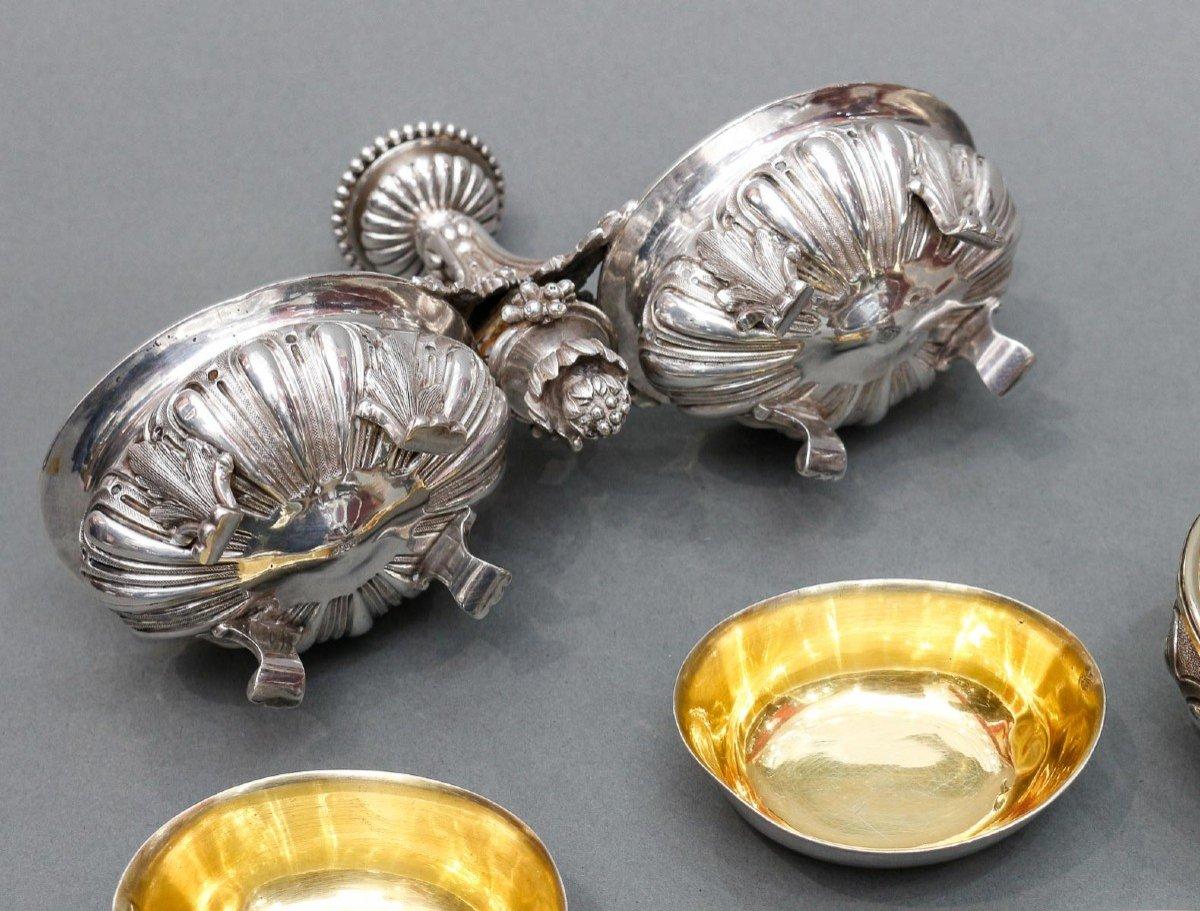 Odiot - Pair Of Double Salt Cellars And Two Individual 19th Century Silver In Excellent Condition For Sale In SAINT-OUEN-SUR-SEINE, FR
