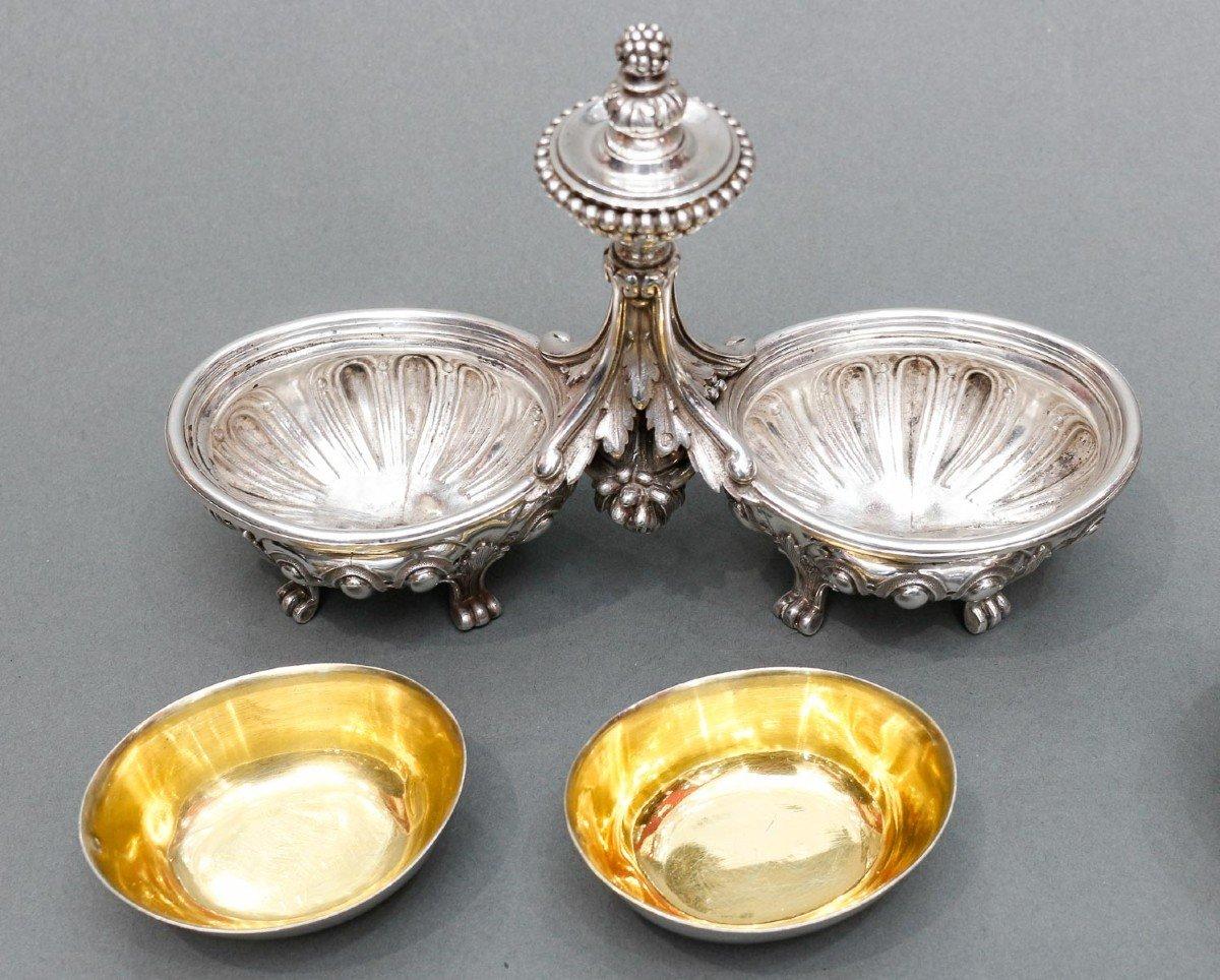 Odiot - Paar Doppelte Salzstreuer und zwei einzelne Silberschalen aus dem 19. Jahrhundert im Angebot 2