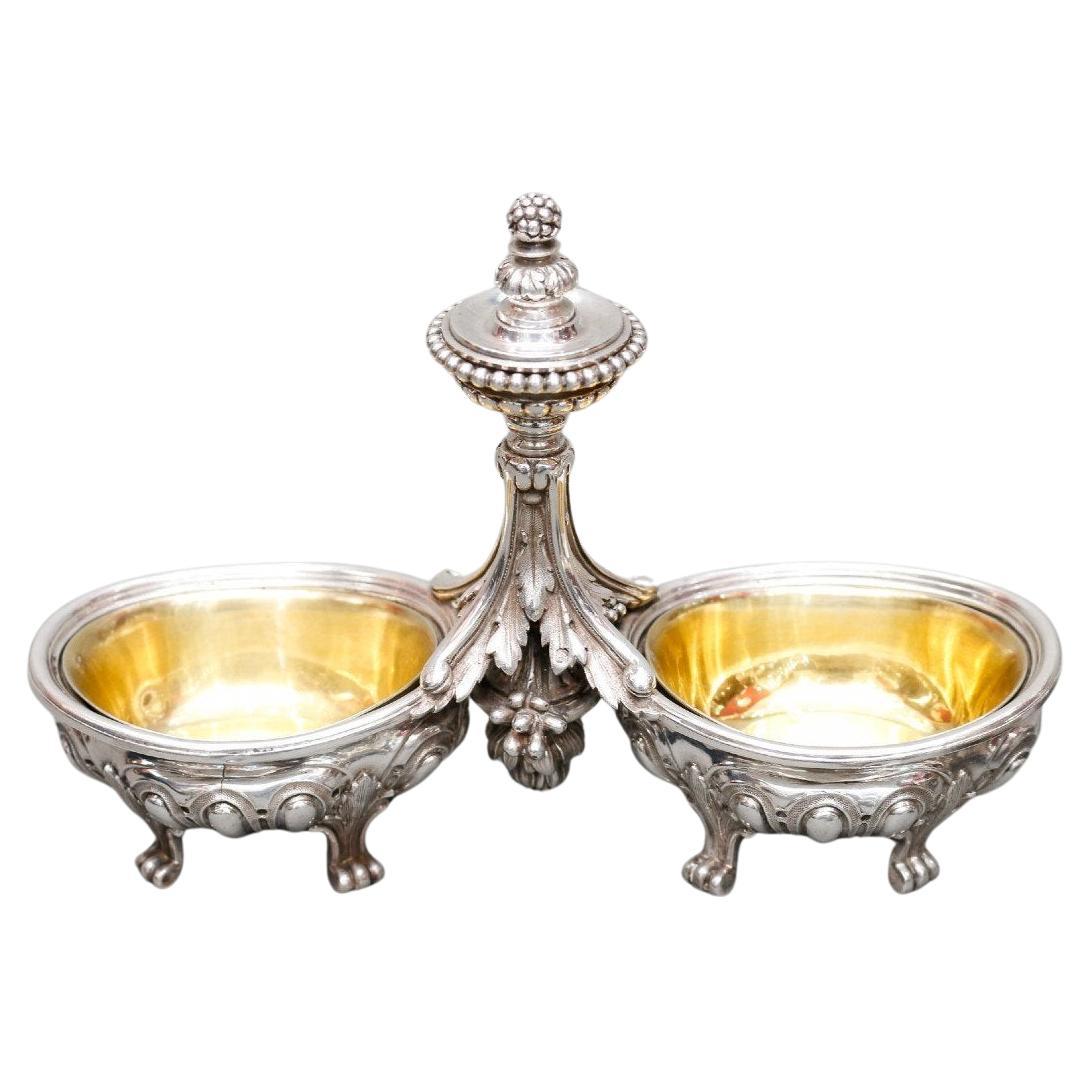 Odiot - Pair Of Double Salt Cellars And Two Individual 19th Century Silver For Sale