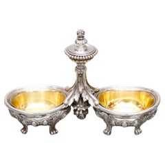 Antique Odiot - Pair Of Double Salt Cellars And Two Individual 19th Century Silver