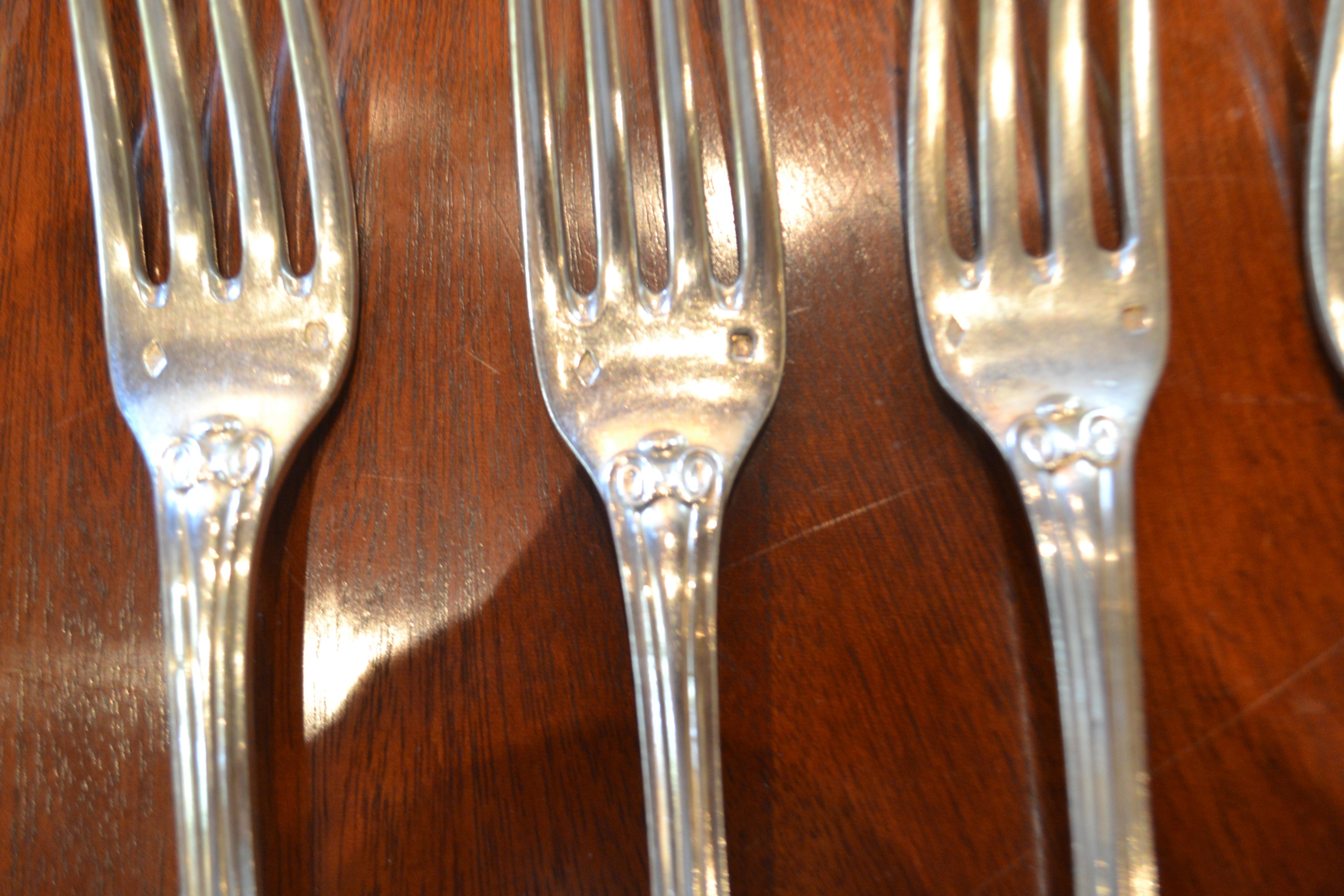Odiot Paris Sterling Fontanelle Silverware In Good Condition For Sale In Vista, CA