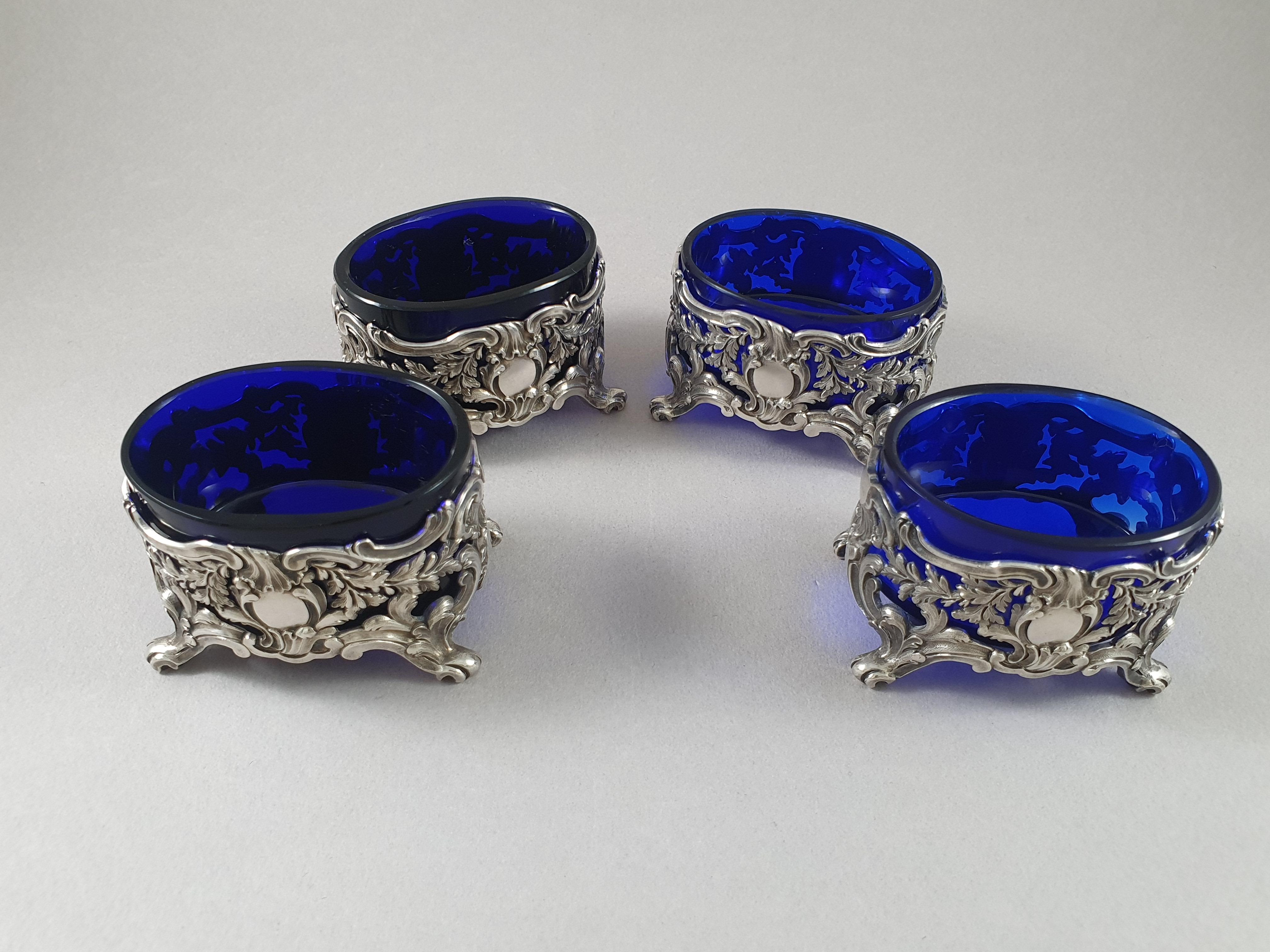 19th Century Odiot, Set of 4 French Sterling Silver Salt Cellars