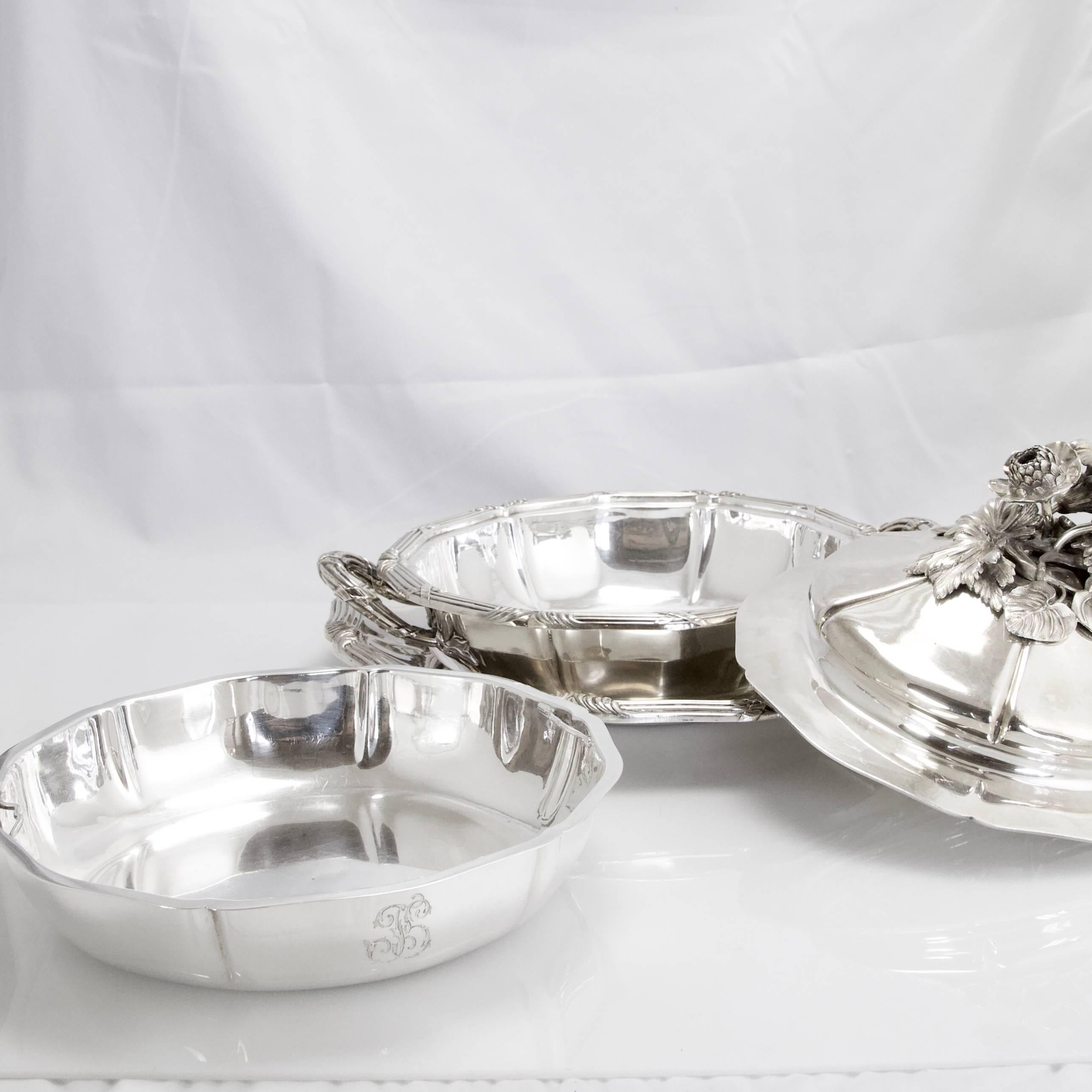 Art Nouveau Odiot Sterling Silver Covered Vegetables Dishes For Sale