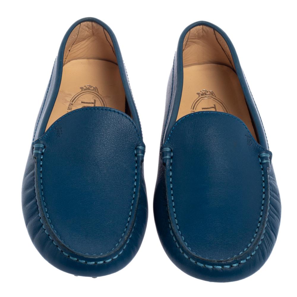 Men's od's Blue Leather Slip On Loafers Size 35 For Sale
