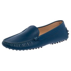 od's Blue Leather Slip On Loafers Size 35