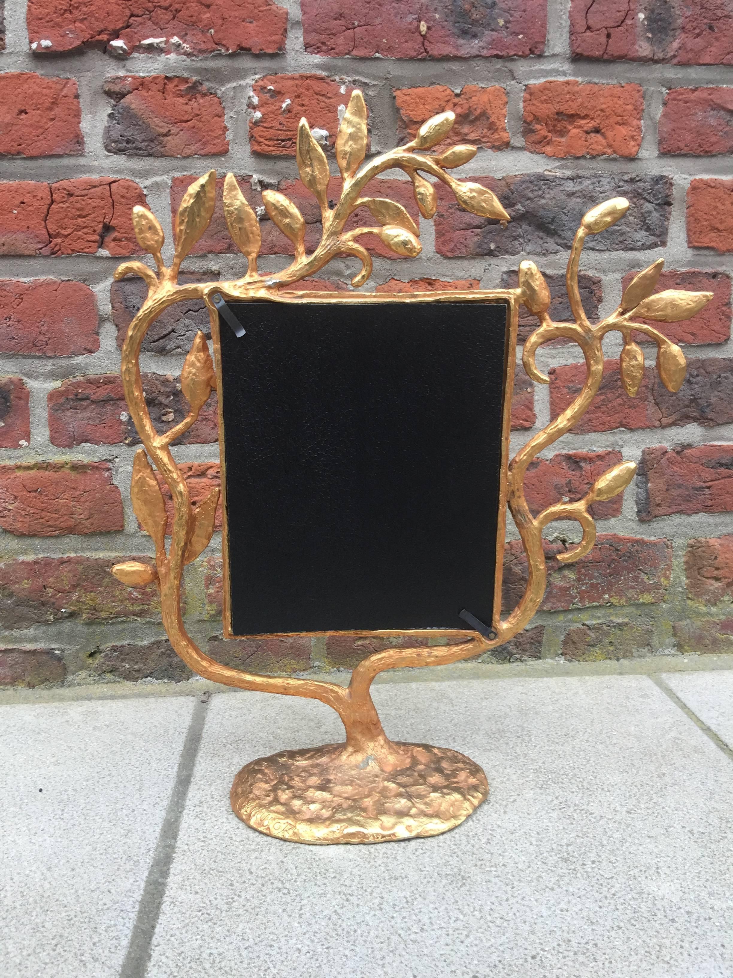 Odyssée Paris, gilt metal sculpture mirror, circa 1980, signed.