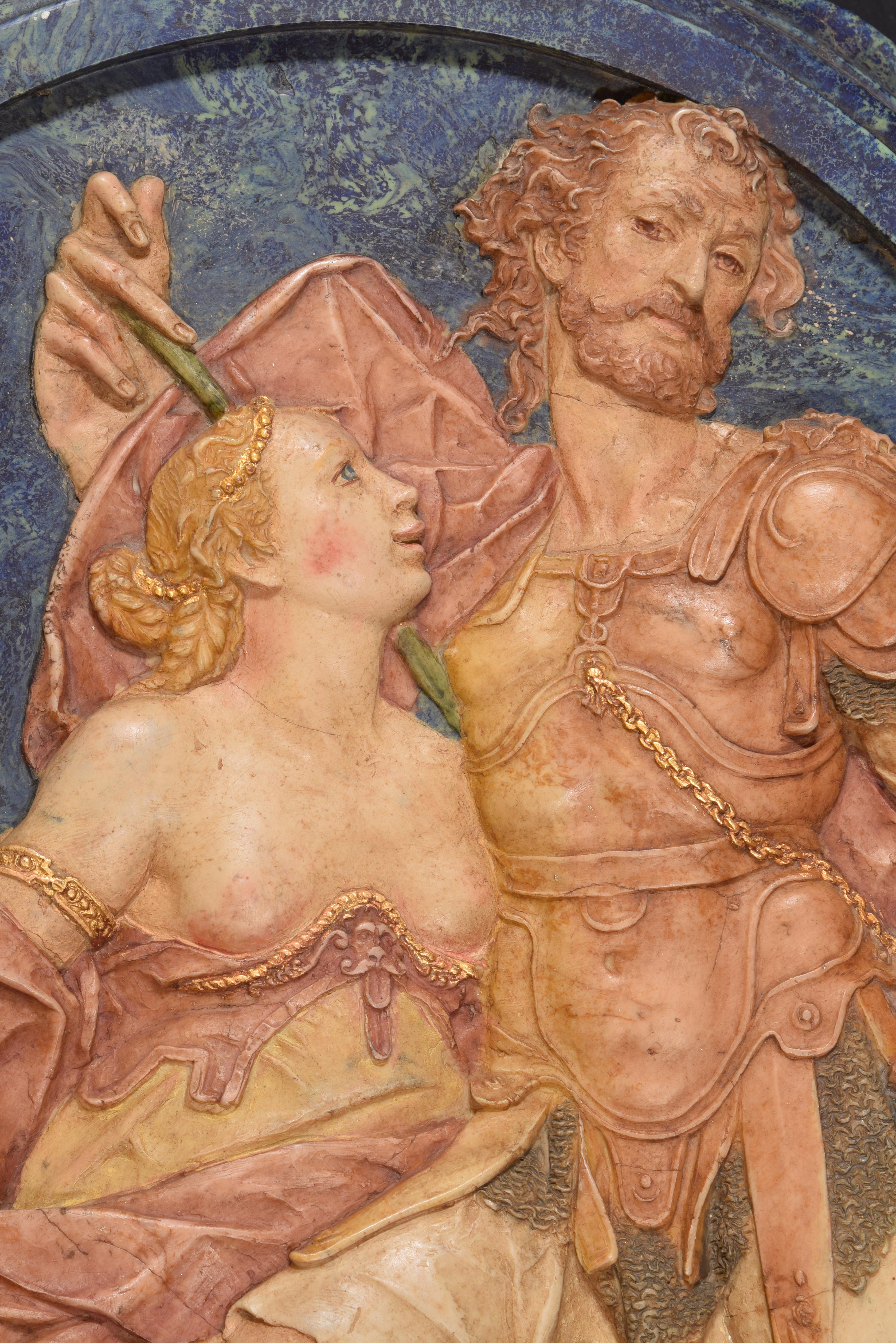 Odysseus und Circe, Relief. Modelliertes Alabaster. 20. Jahrhundert. (Sonstiges) im Angebot