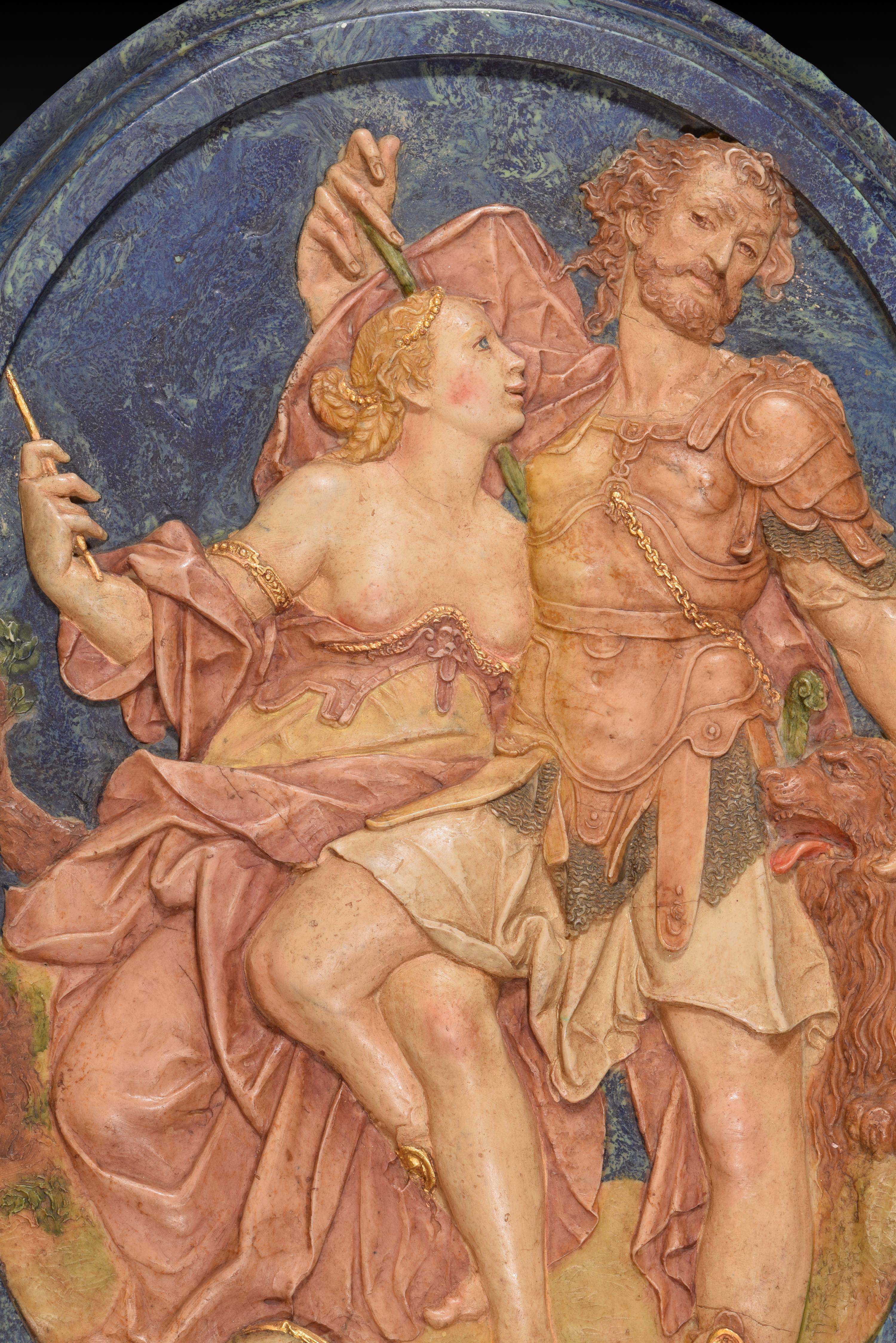 Odysseus und Circe, Relief. Modelliertes Alabaster. 20. Jahrhundert. (Spanisch) im Angebot