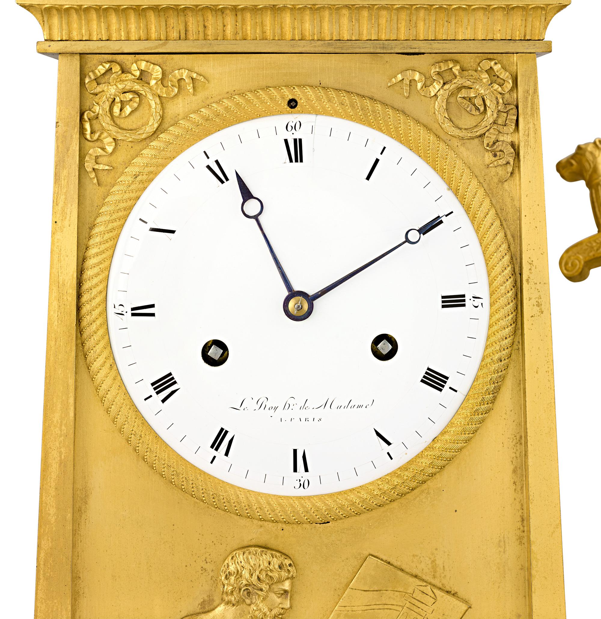 Gilt Odysseus and Theseus French Empire Mantle Clock by André Antoine Ravrio For Sale