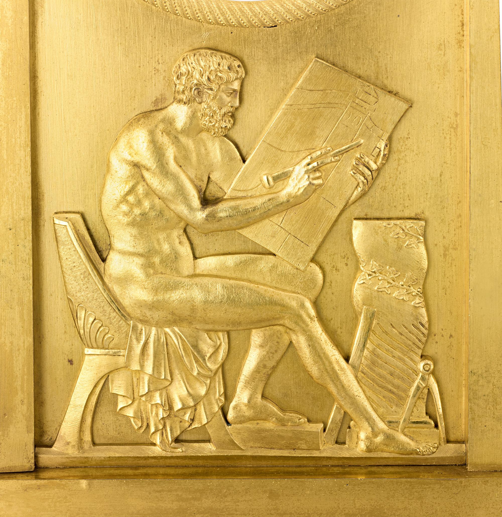 Bronze Odysseus and Theseus French Empire Mantle Clock by André Antoine Ravrio For Sale