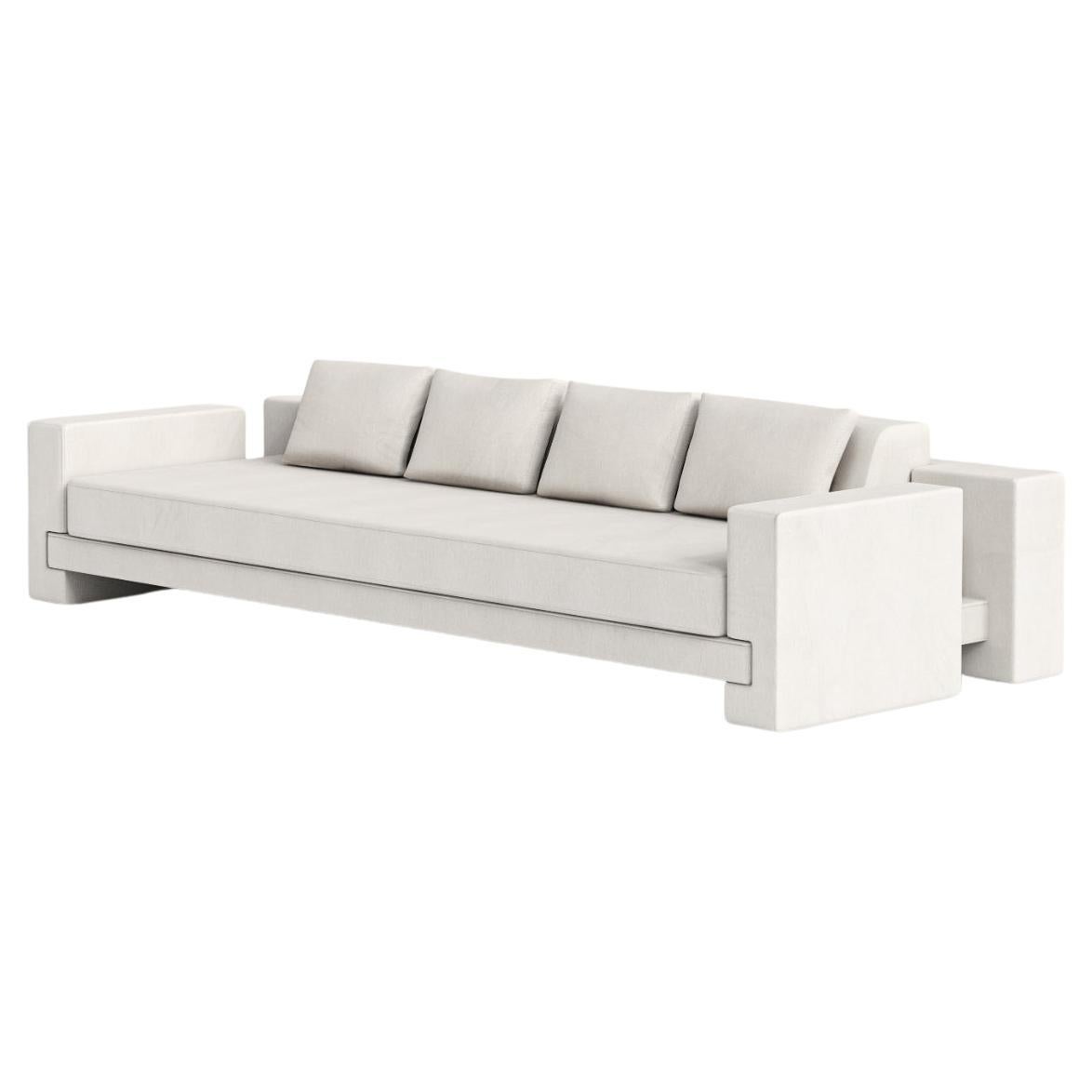 Odysseus Fully Upholstered Sofa in White Linen Fabric by OZA Design