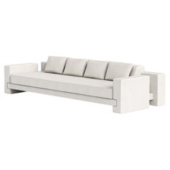 Odysseus Fully Upholstered Sofa in White Linen Fabric by OZA Design